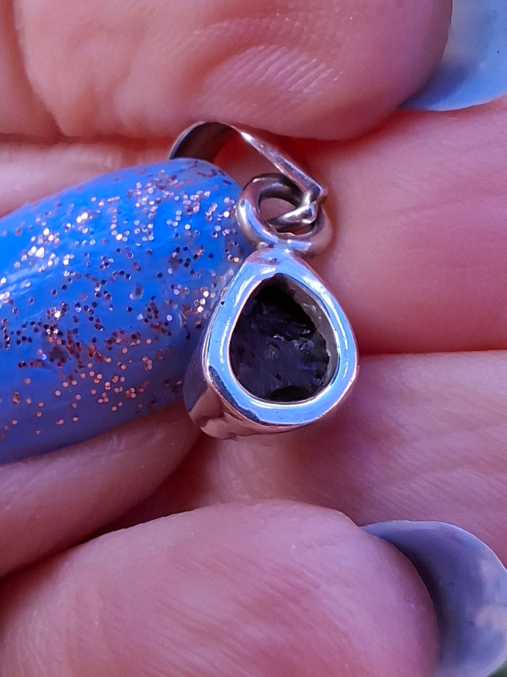 Moldavite Pendant, 925 Silver, Tektite (Ref: P96)