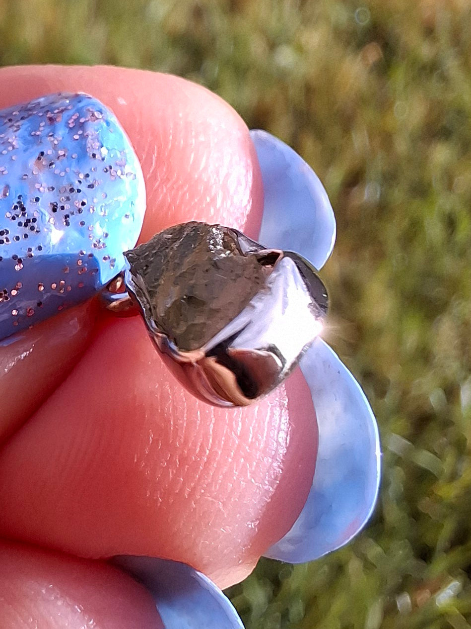 Moldavite Pendant, 925 Silver, Tektite (Ref: P46)