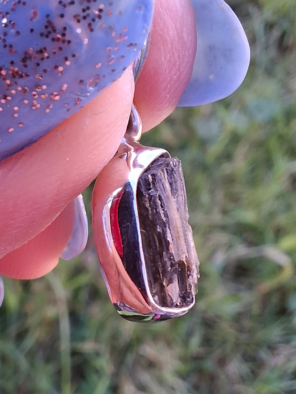 Moldavite Pendant, 925 Silver, Tektite (Ref: P91)