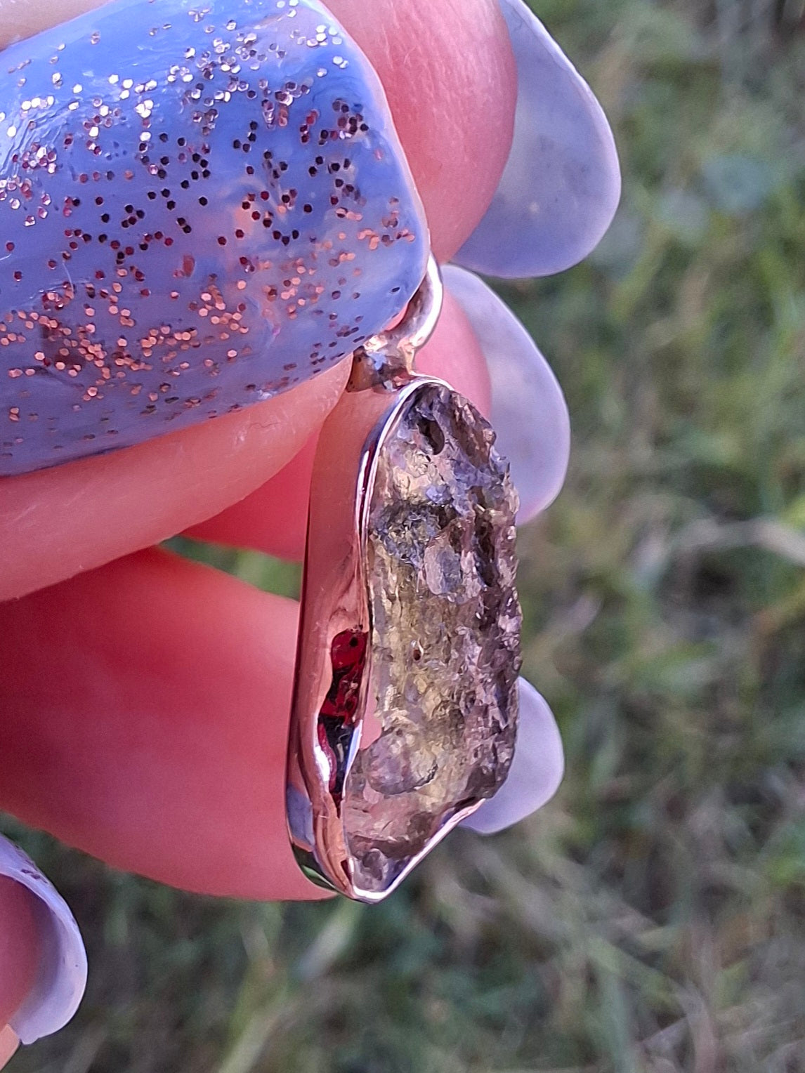 Moldavite Pendant, 925 Silver, Tektite (Ref: P94)