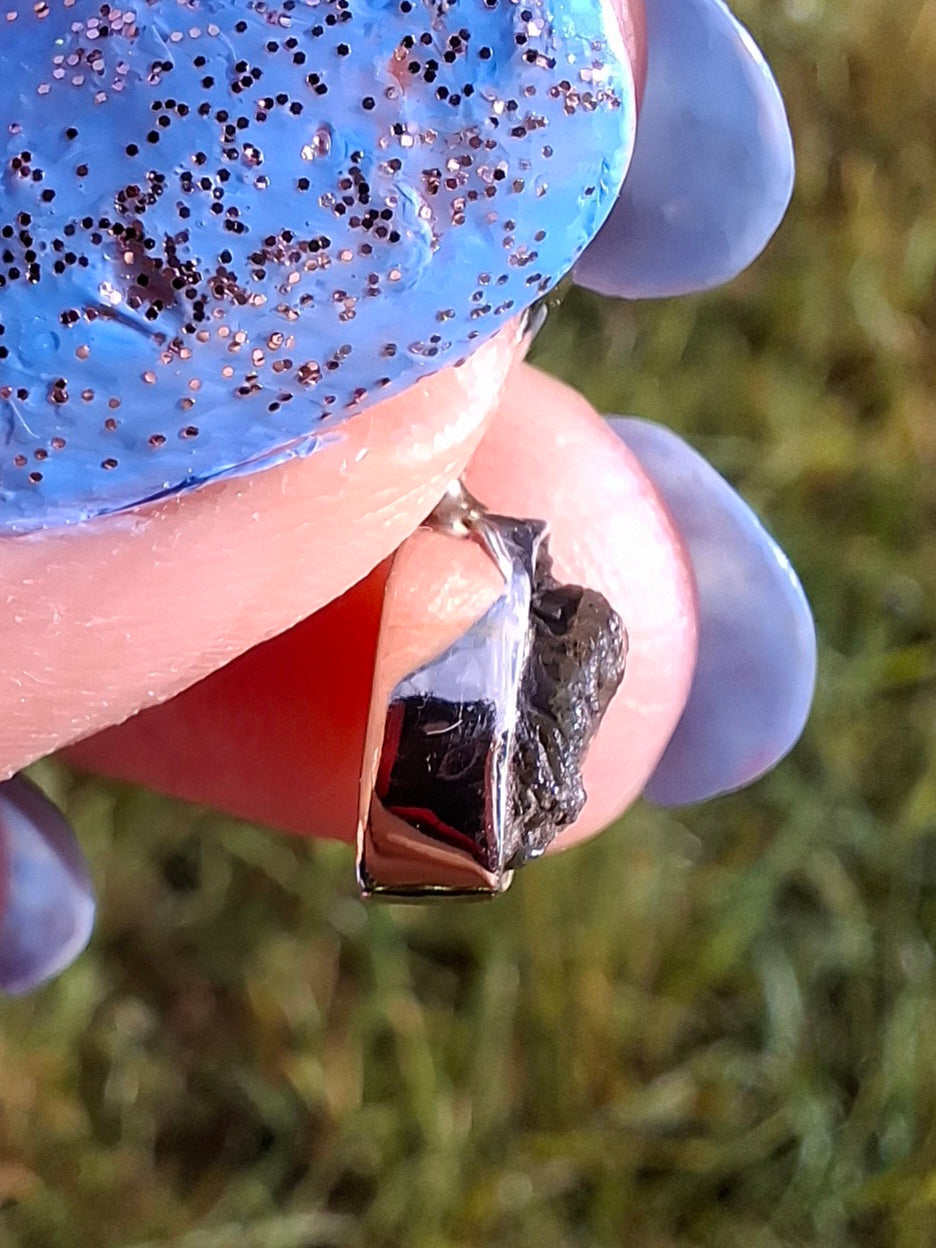 Moldavite Piece, 925 Silver, Tektite (Ref: P54)