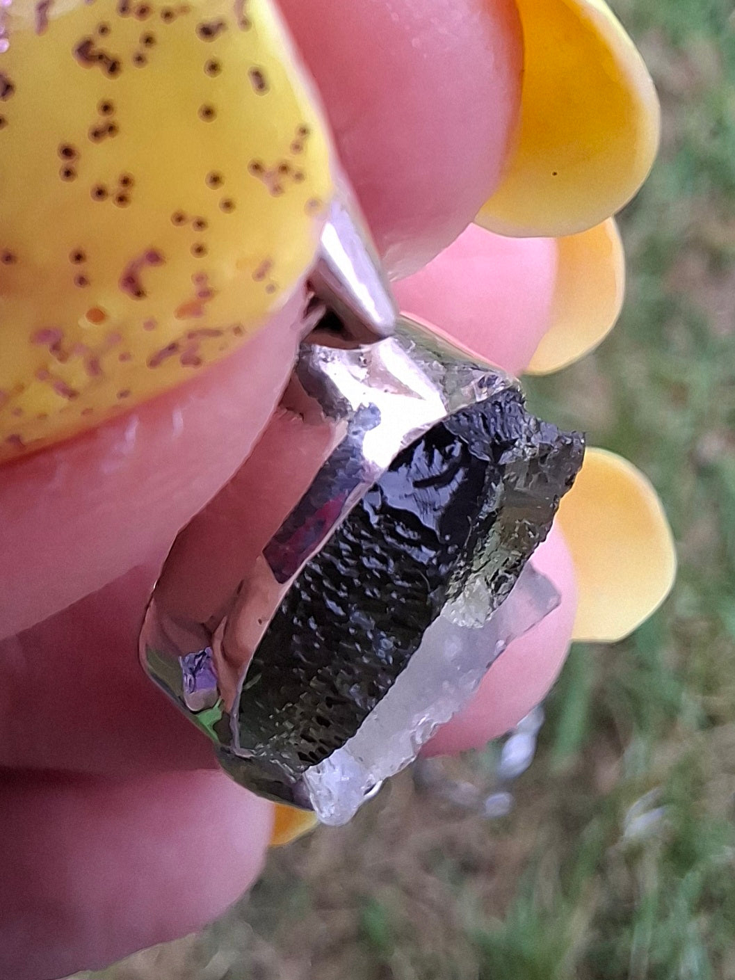 Moldavite & Libyan Desert Glass Pendant, 925 Silver, Tektite (Ref: MLP17)