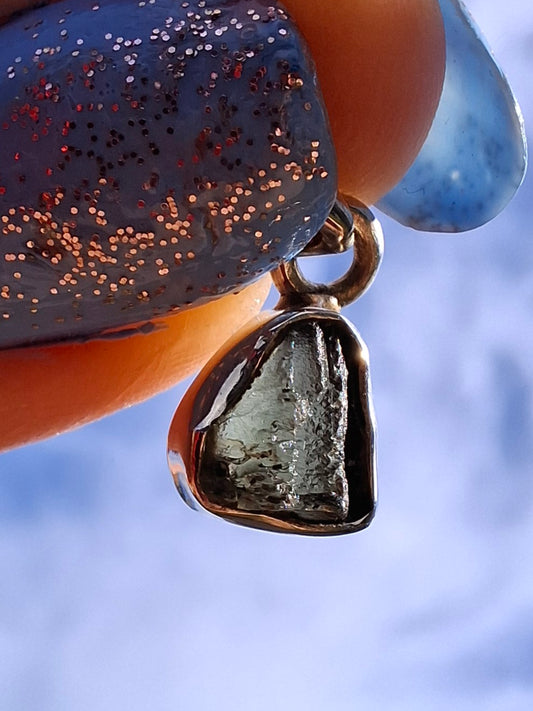 Moldavite Pendant, 925 Silver, Tektite (Ref: P55)