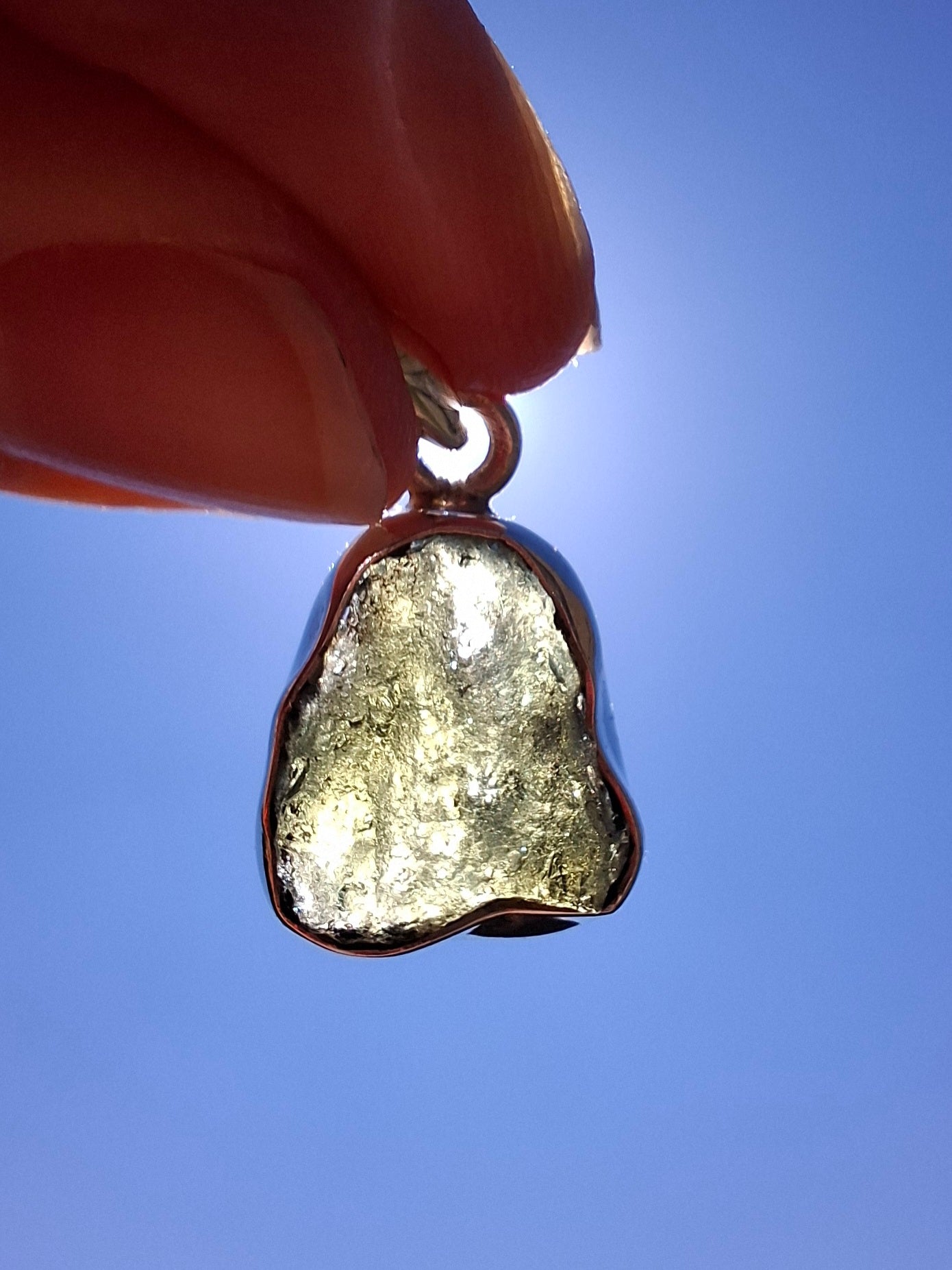 Moldavite Pendant, 925 Silver, Tektite (Ref: P440)