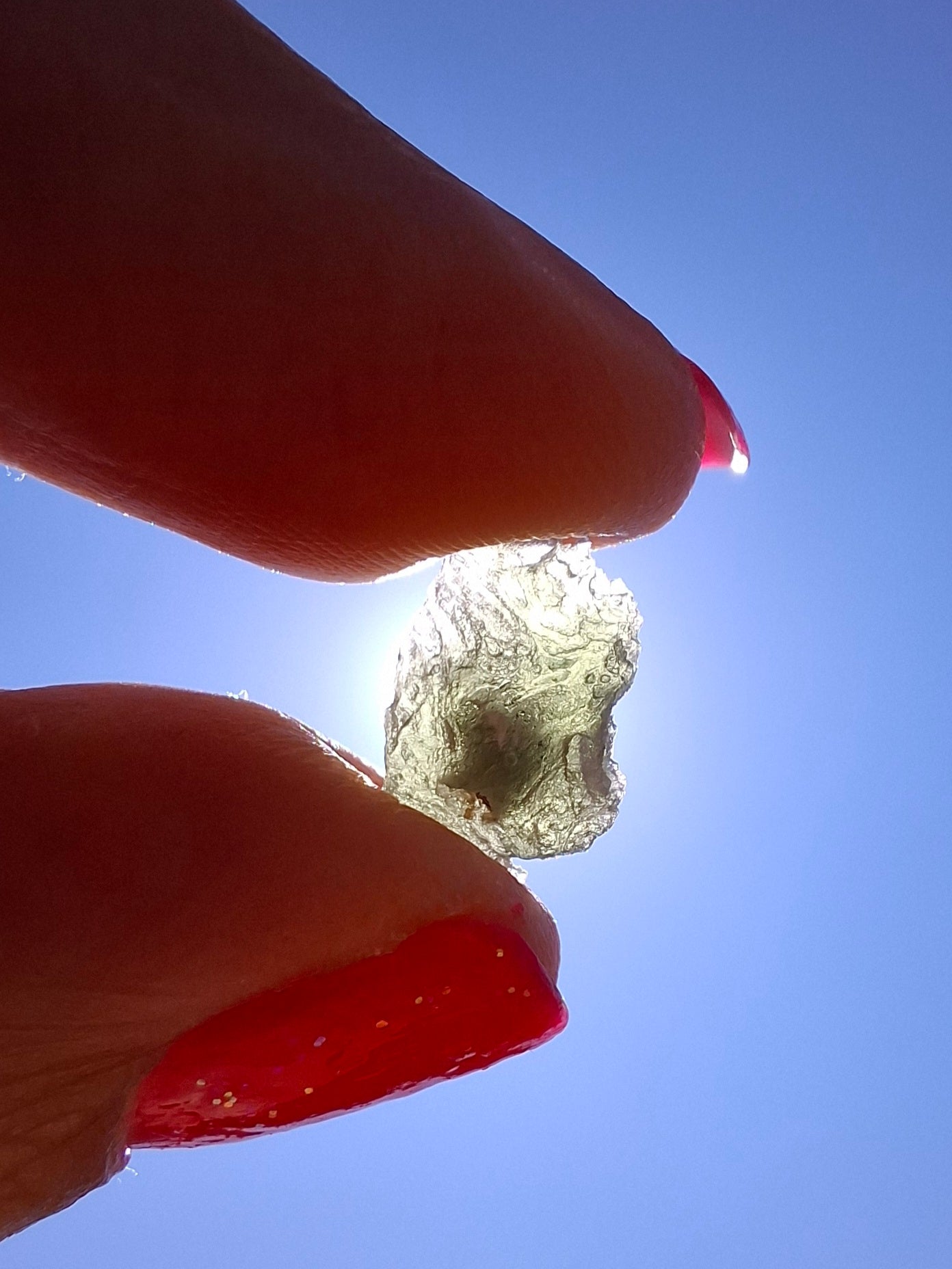 Moldavite Piece, SNOWFLAKE, FROSTED, BRUSNA, 0.50g, Tektite (Ref: 1498)