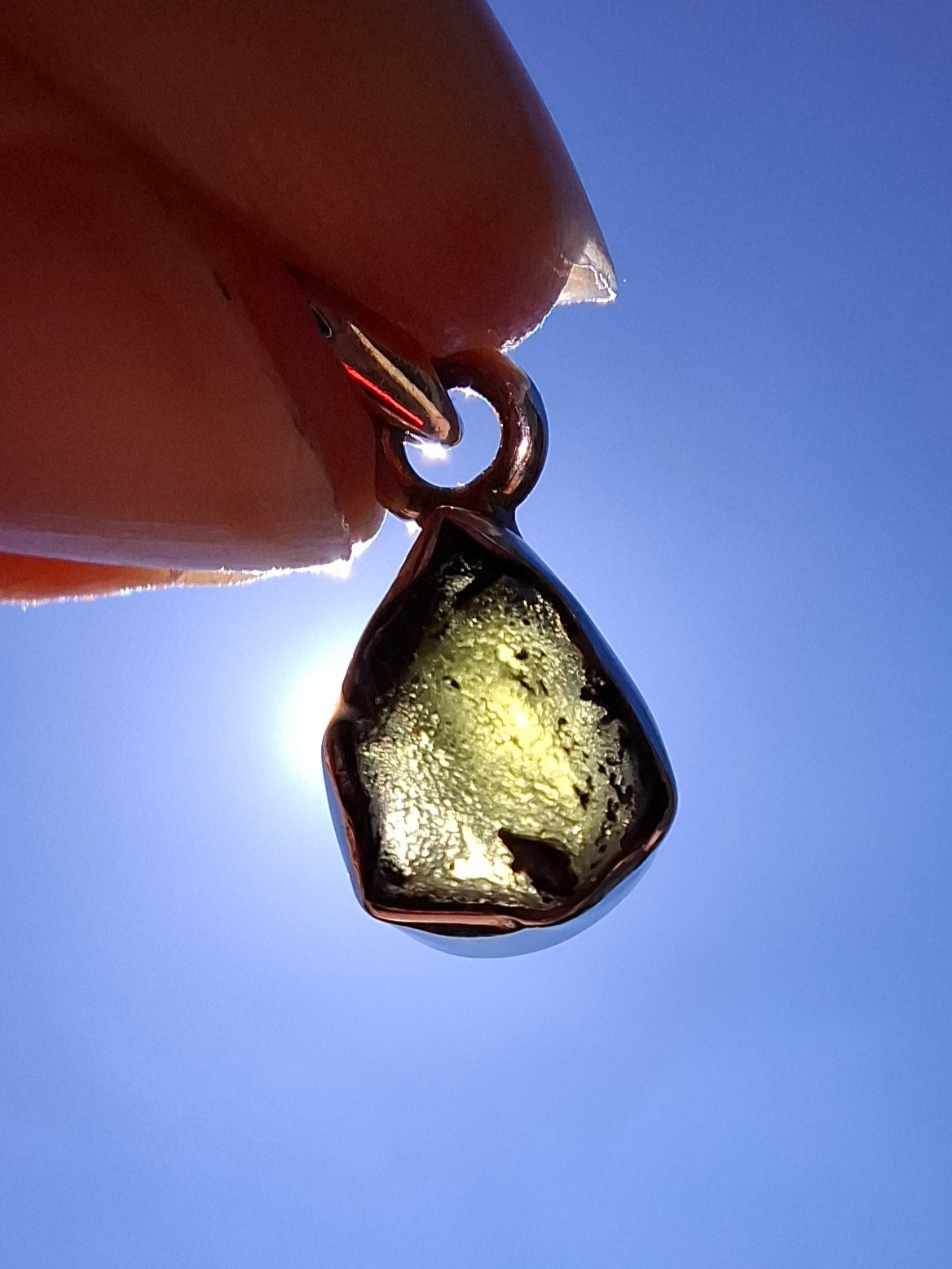 Moldavite Pendant, 925 Silver, Tektite (Ref: P59)