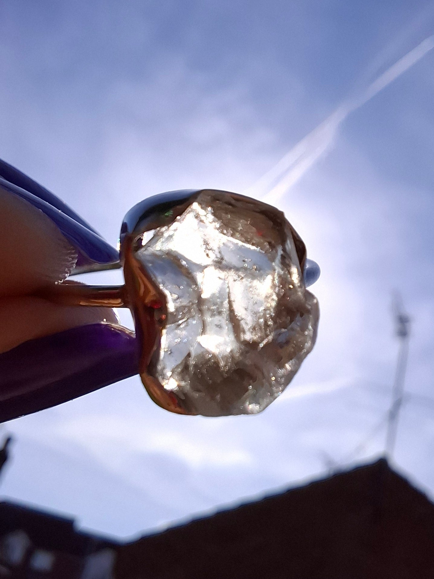 Libyan Desert Glass Ring, size large R/small S, 925 Silver, Tektite (Ref: LR43)
