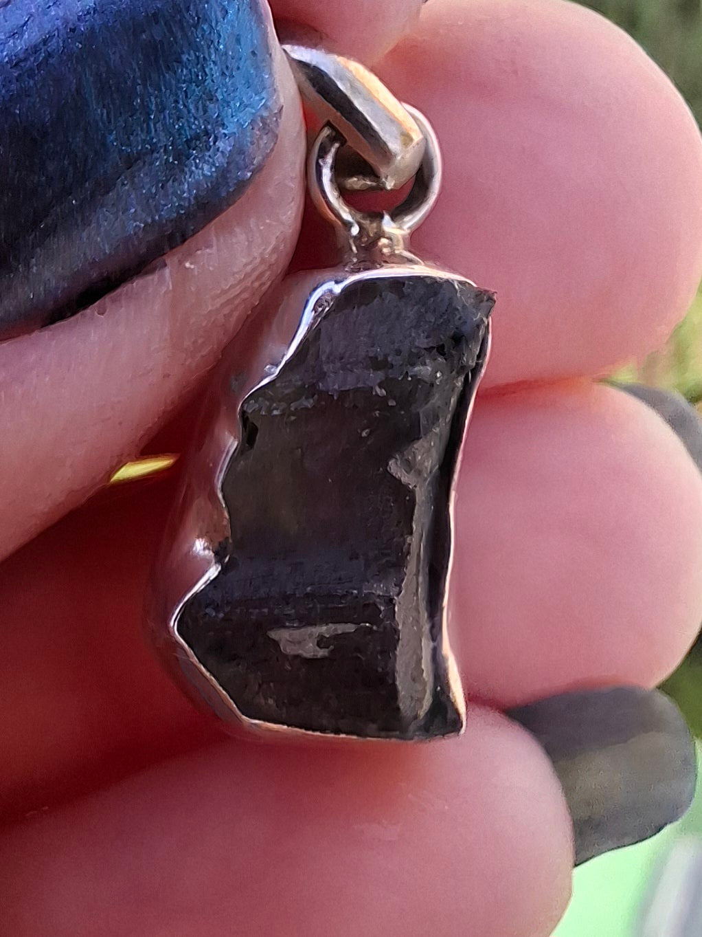 Moldavite Pendant, 925 silver, Tektite (Ref: P3)