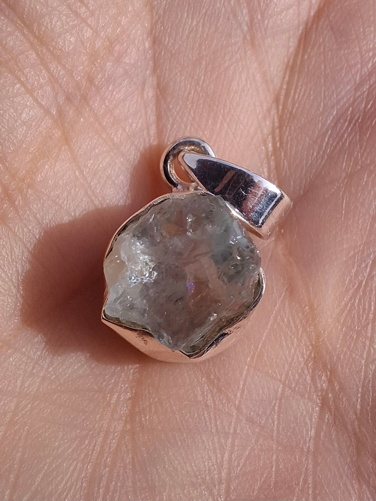 Aquamarine Pendant, 925 Silver, Crystal (Ref: AQ18)