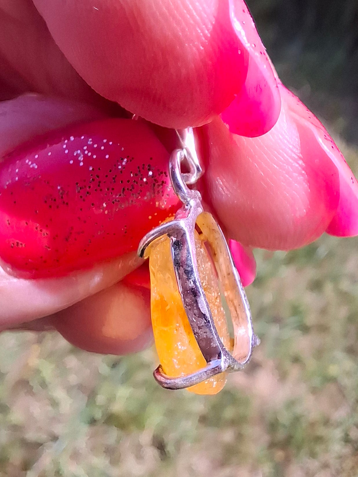 Baltic Amber Pendant, 925 Silver, Fossil (Ref: AP23)