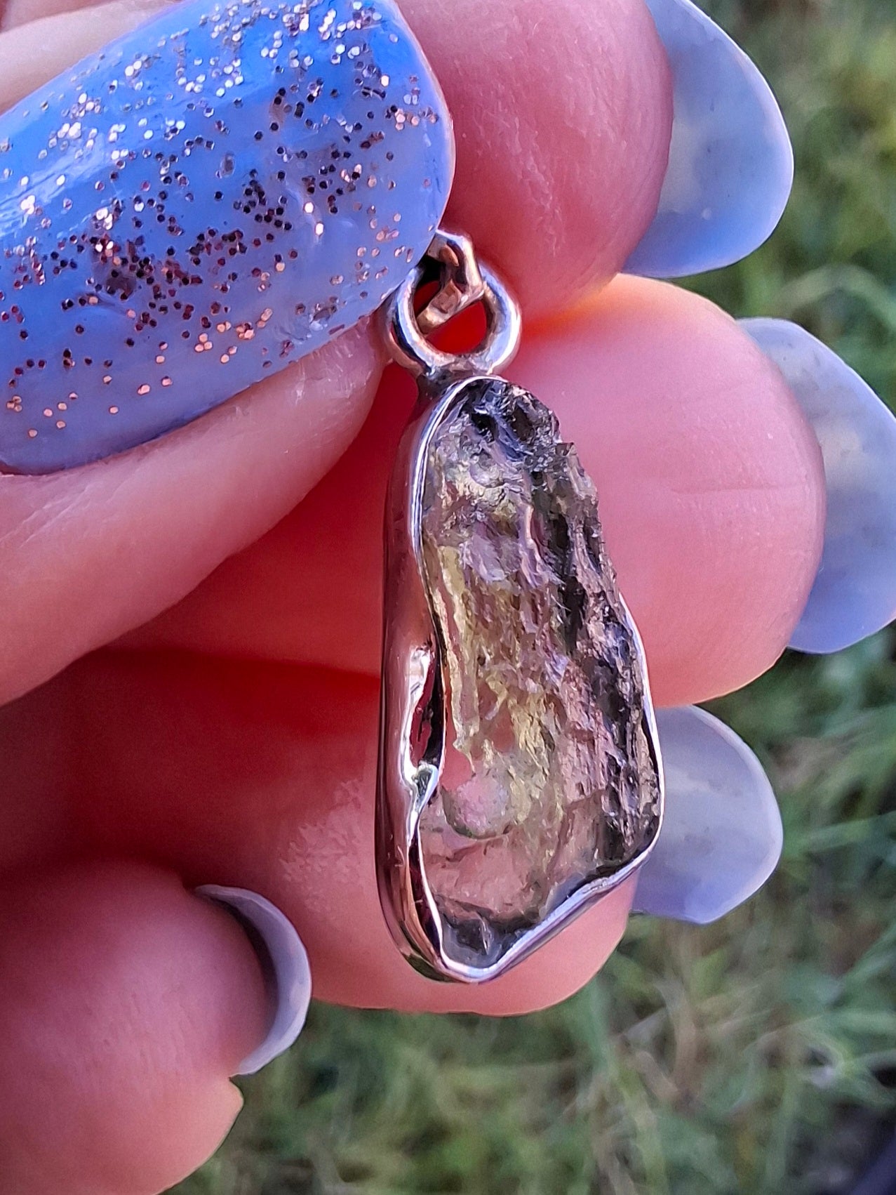 Moldavite Pendant, 925 Silver, Tektite (Ref: P94)