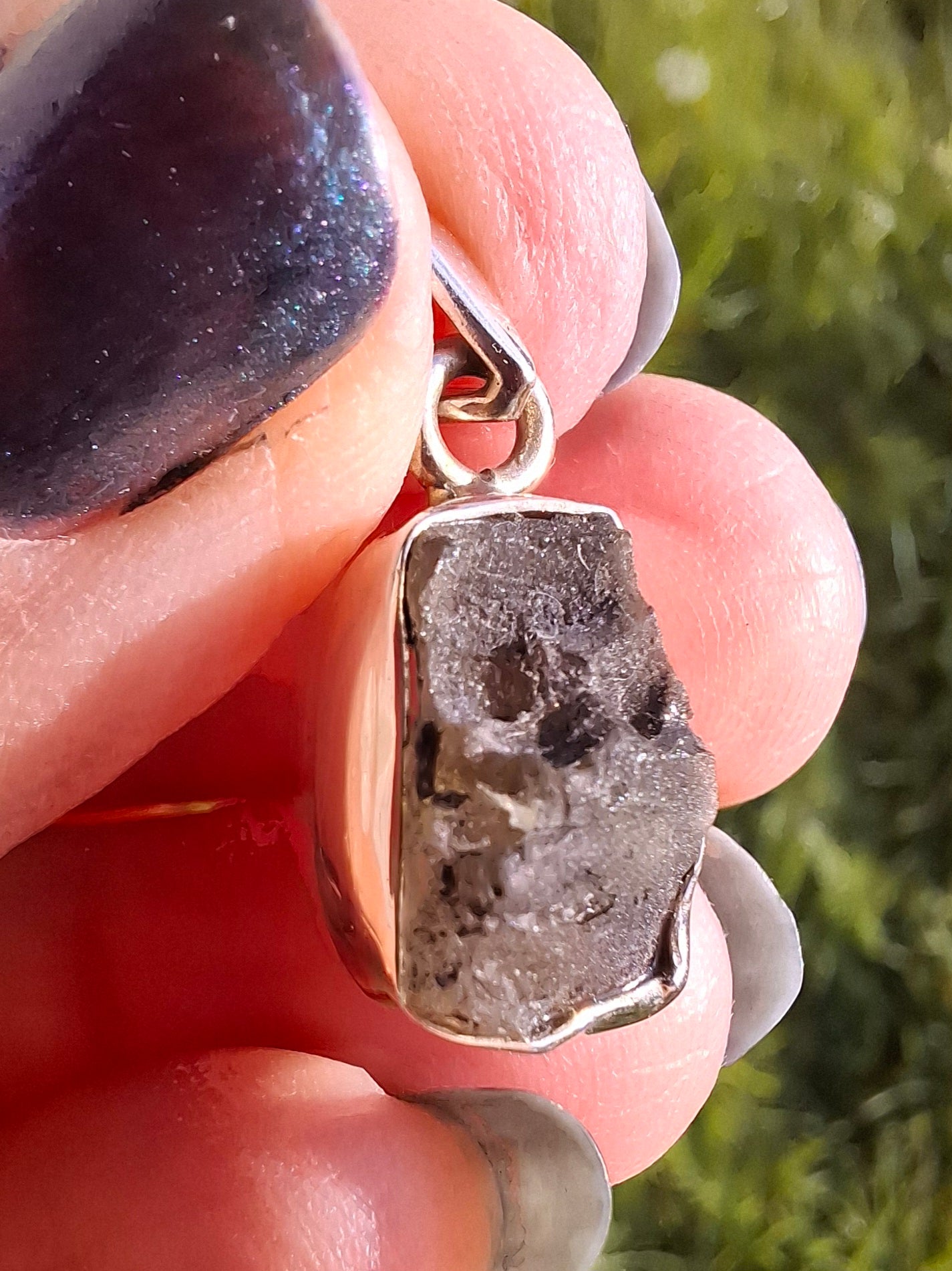 Moldavite Pendant, 925 silver, Tektite (Ref: P4)