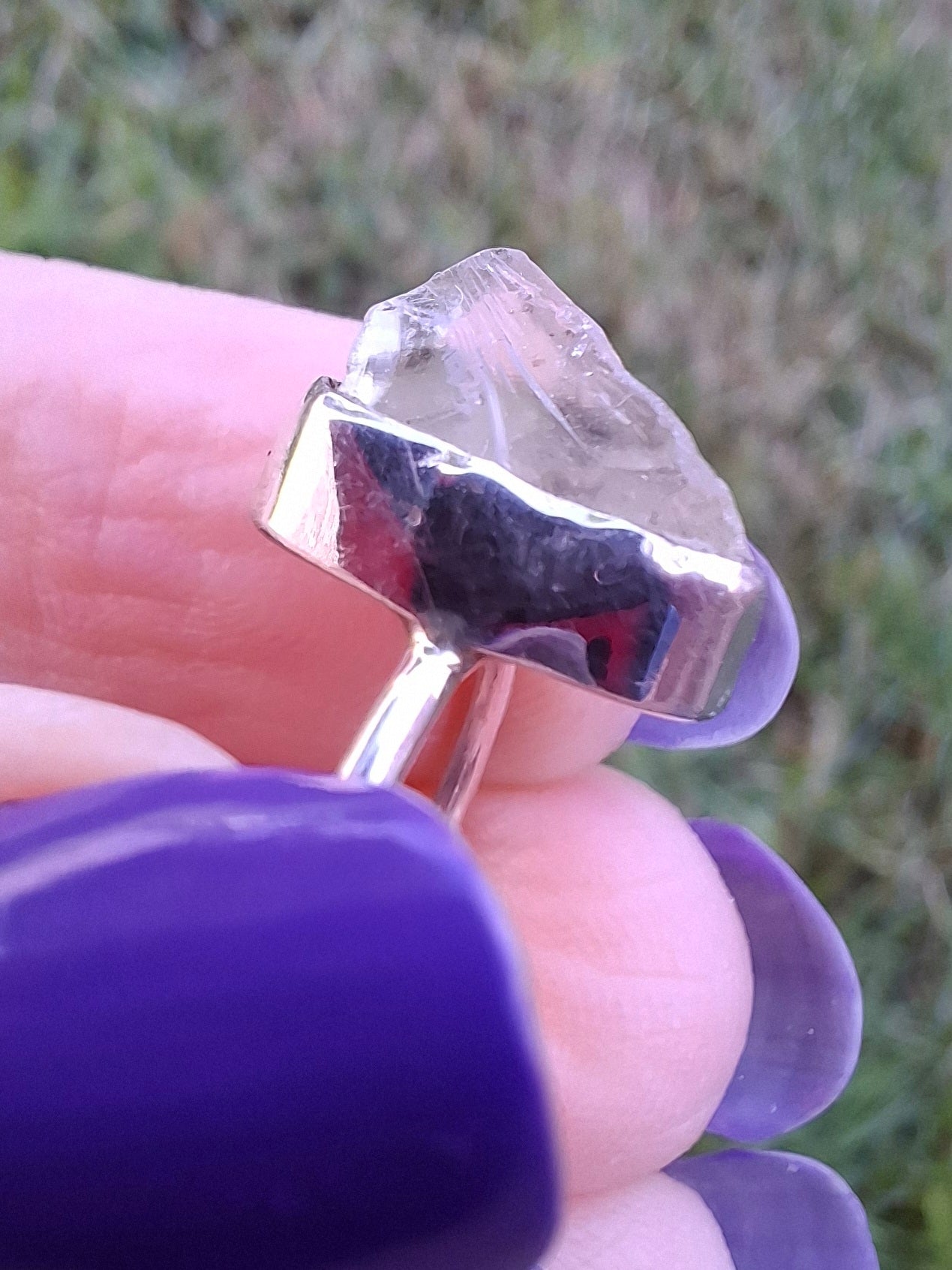 Libyan Desert Glass Ring, size small S, 925 Silver, Tektite (Ref: LR44)