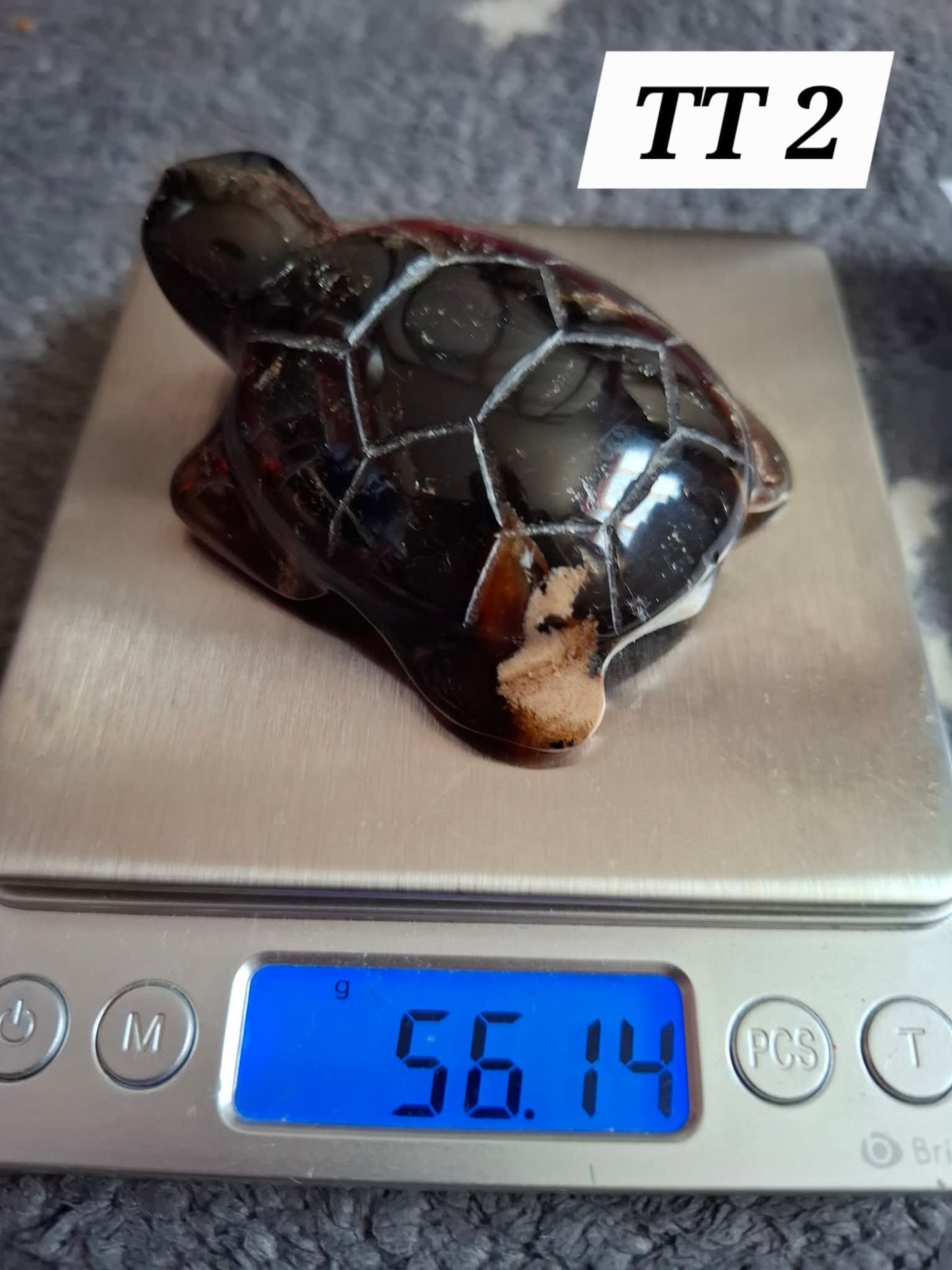 Red Amber Turtle, 56.87g, Carving, Fossil (Ref: TT2)