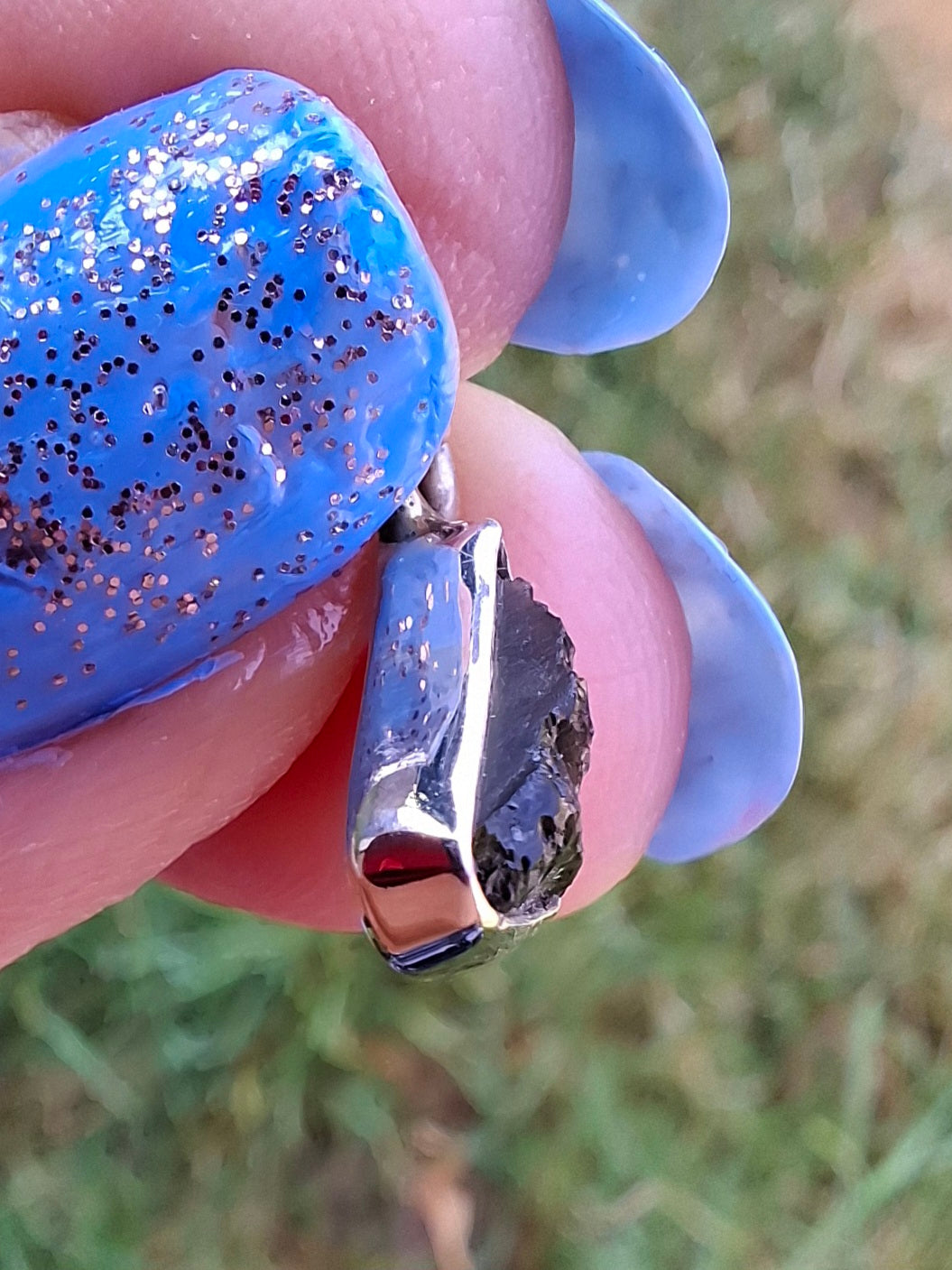 Moldavite Pendant, 925 Silver, Tektite (Ref: P33)