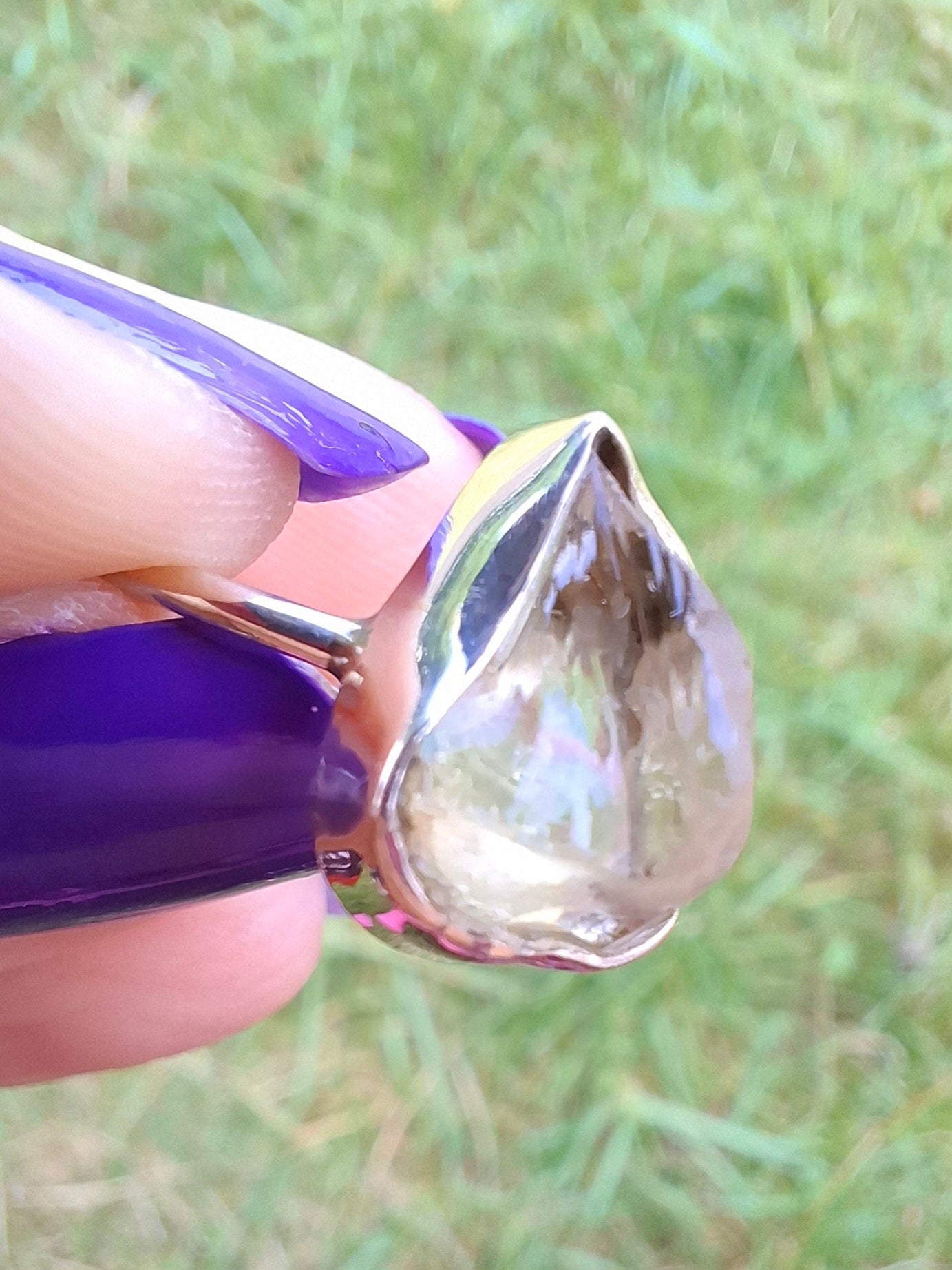 Libyan Desert Glass Ring, size large K, 925 Silver, Tektite (Ref: LR13)