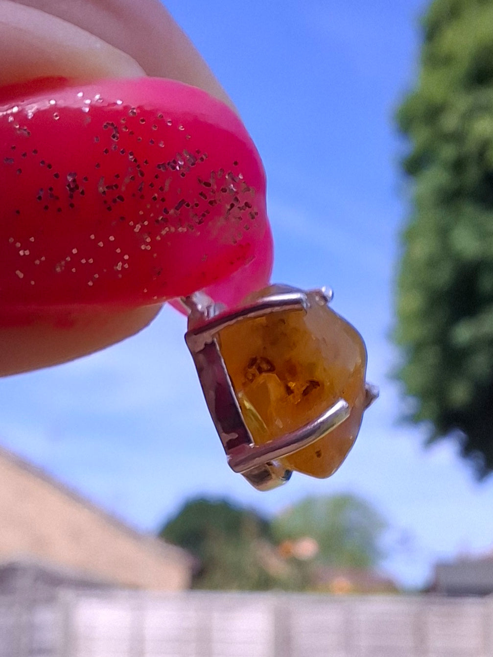 Baltic Amber Pendant, 925 Silver, Fossil (Ref: AP17)
