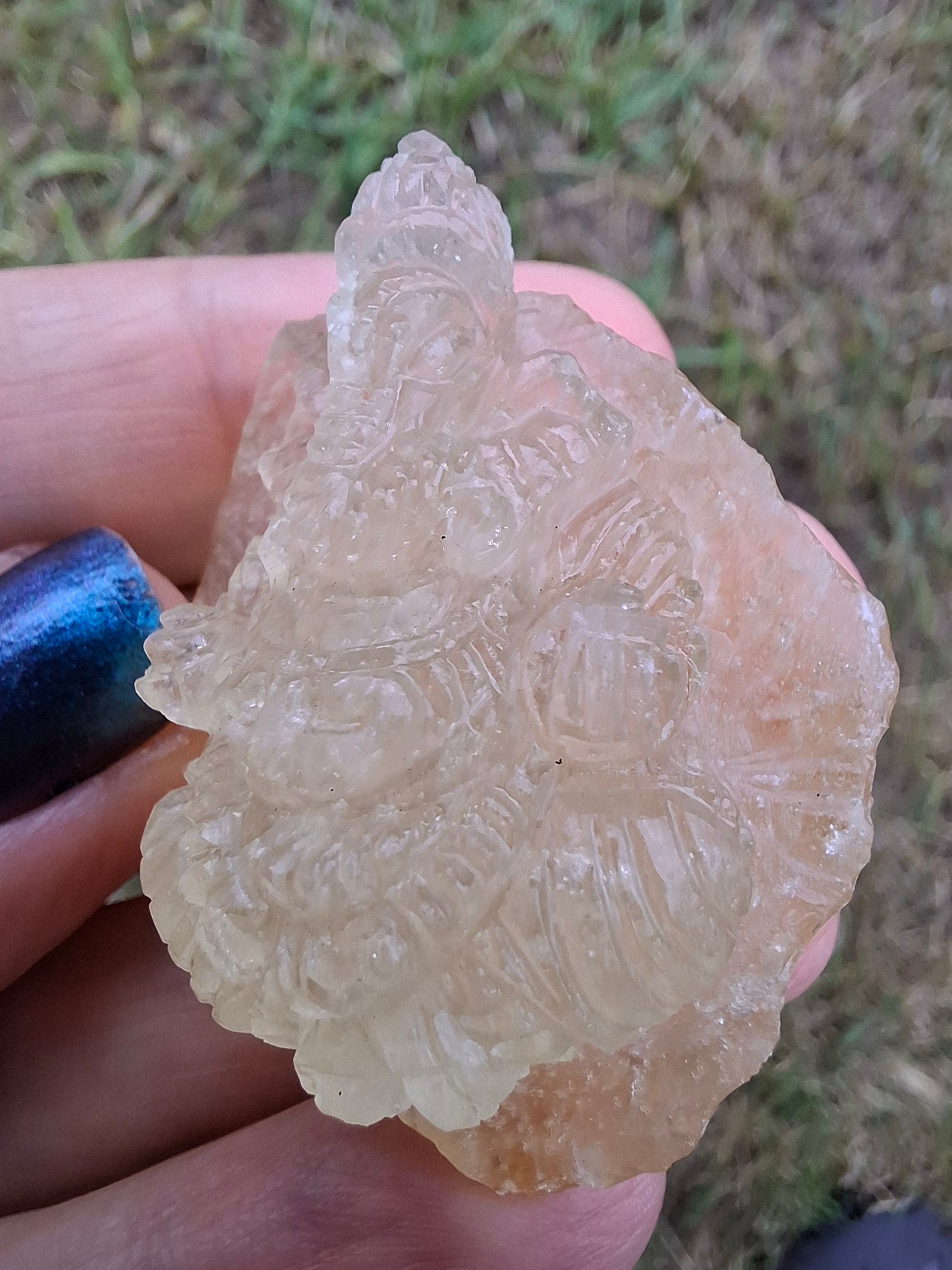 Libyan Desert Glass GANESHA carving, 20.76g, Tektite (Ref: Ganesha4)