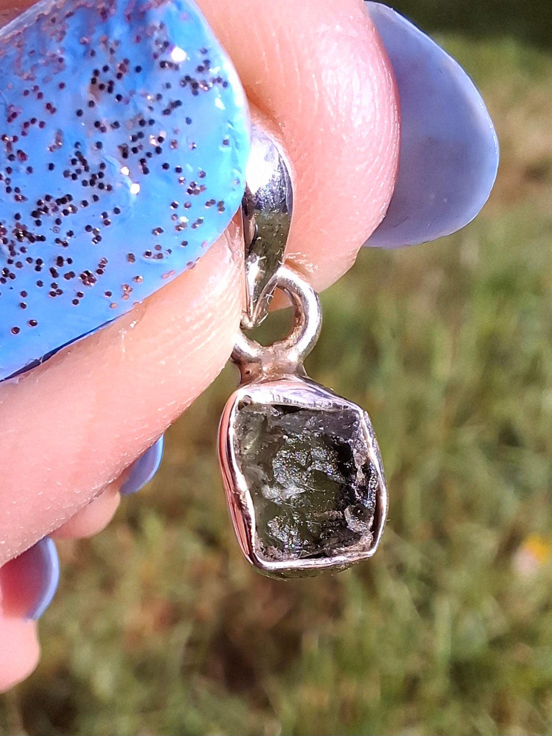 Moldavite Pendant, 925 Silver, Tektite (Ref: P53)