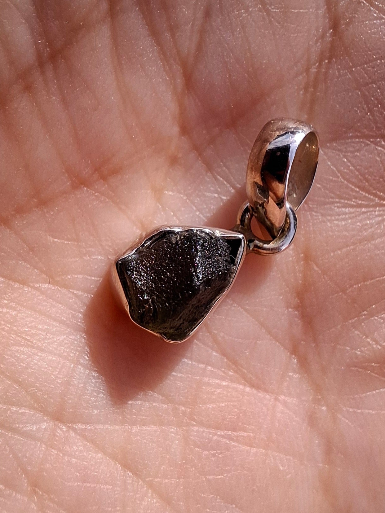 Moldavite Pendant, 925 Silver, Tektite (Ref: P59)
