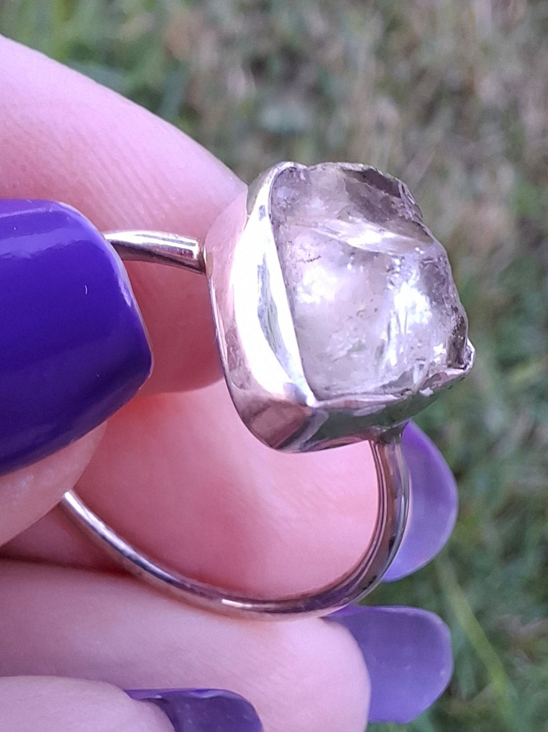 Libyan Desert Glass Ring, size large S, 925 Silver, Tektite (Ref: LR46)