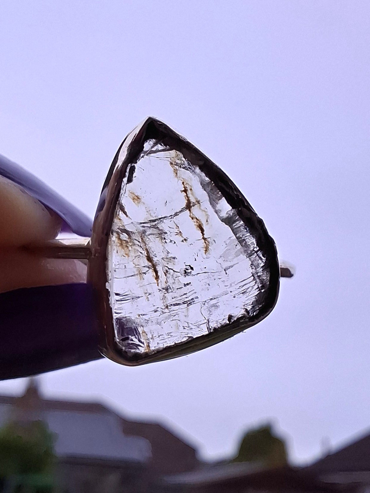Libyan Desert Glass Ring, size large Q, 925 Silver, Tektite (Ref: LR35)