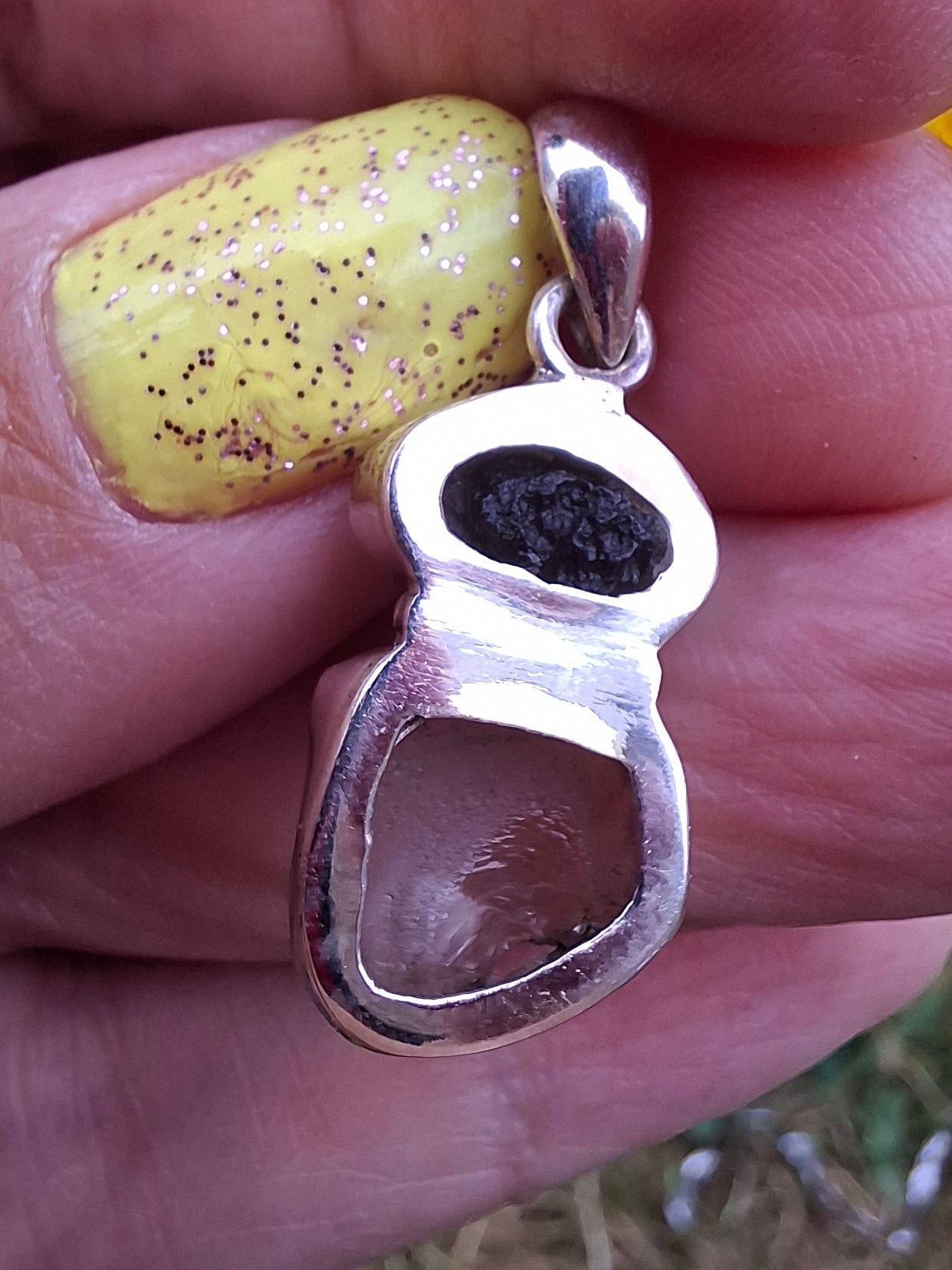 Moldavite & Libyan Desert Glass Pendant, 925 Silver, Tektite (Ref: MLP13)