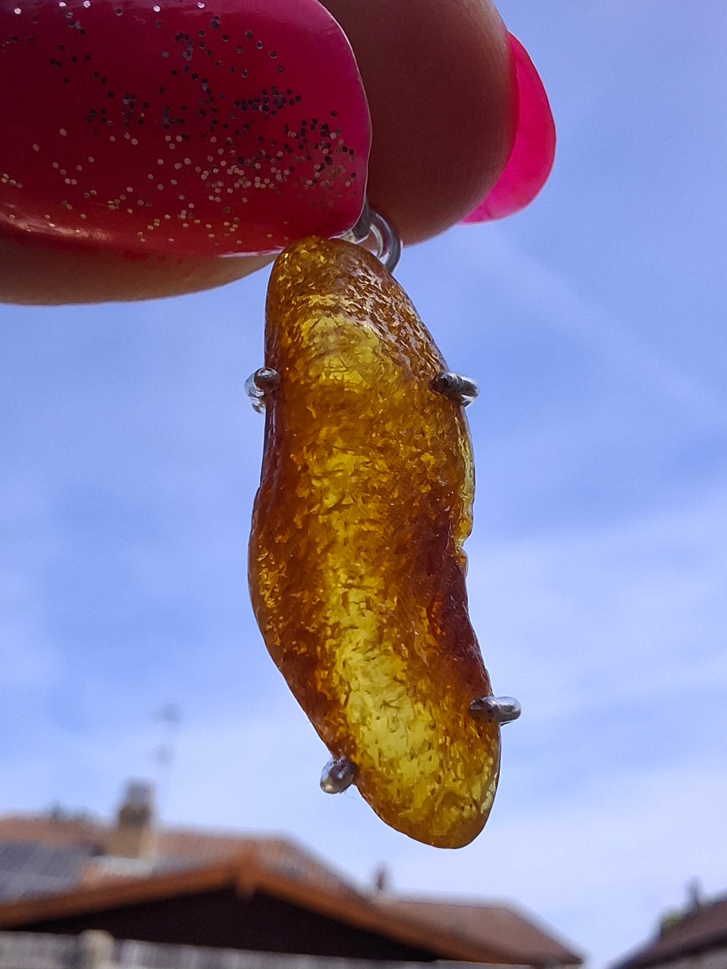Baltic Amber Pendant, 925 Silver, Fossil (Ref: AP3)