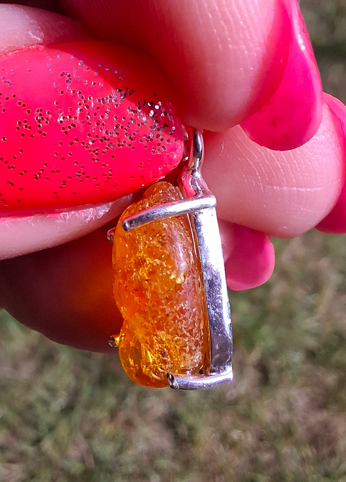 Baltic Amber Pendant, 925 Silver, Fossil (Ref: AP21)