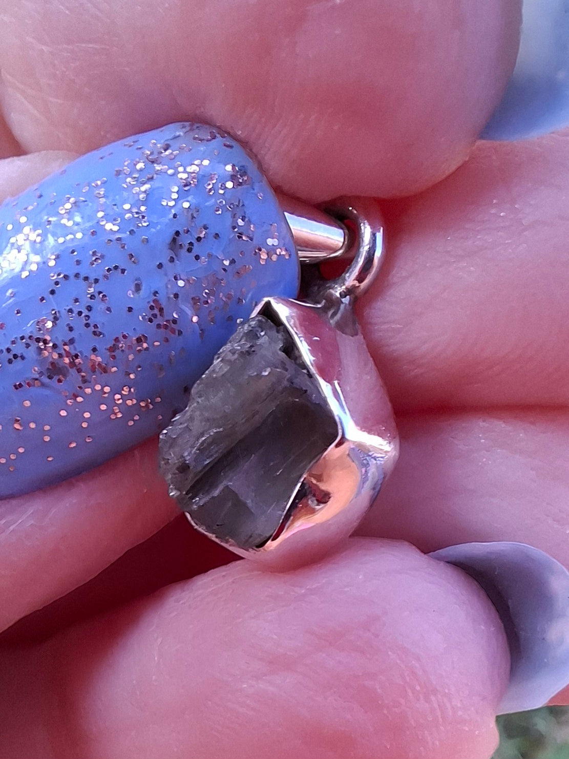 Moldavite Pendant, 925 Silver, Tektite (Ref: P92)