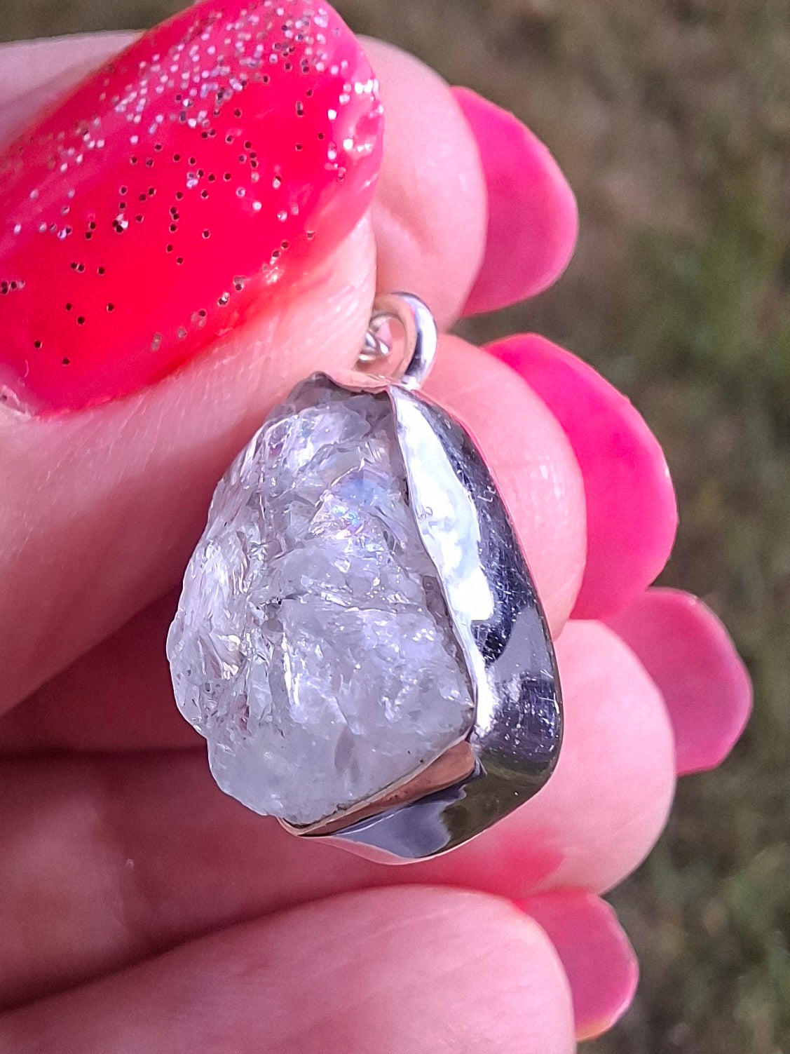 Aquamarine Pendant, 925 Silver, Crystal 🌈 (Ref: AQ4)