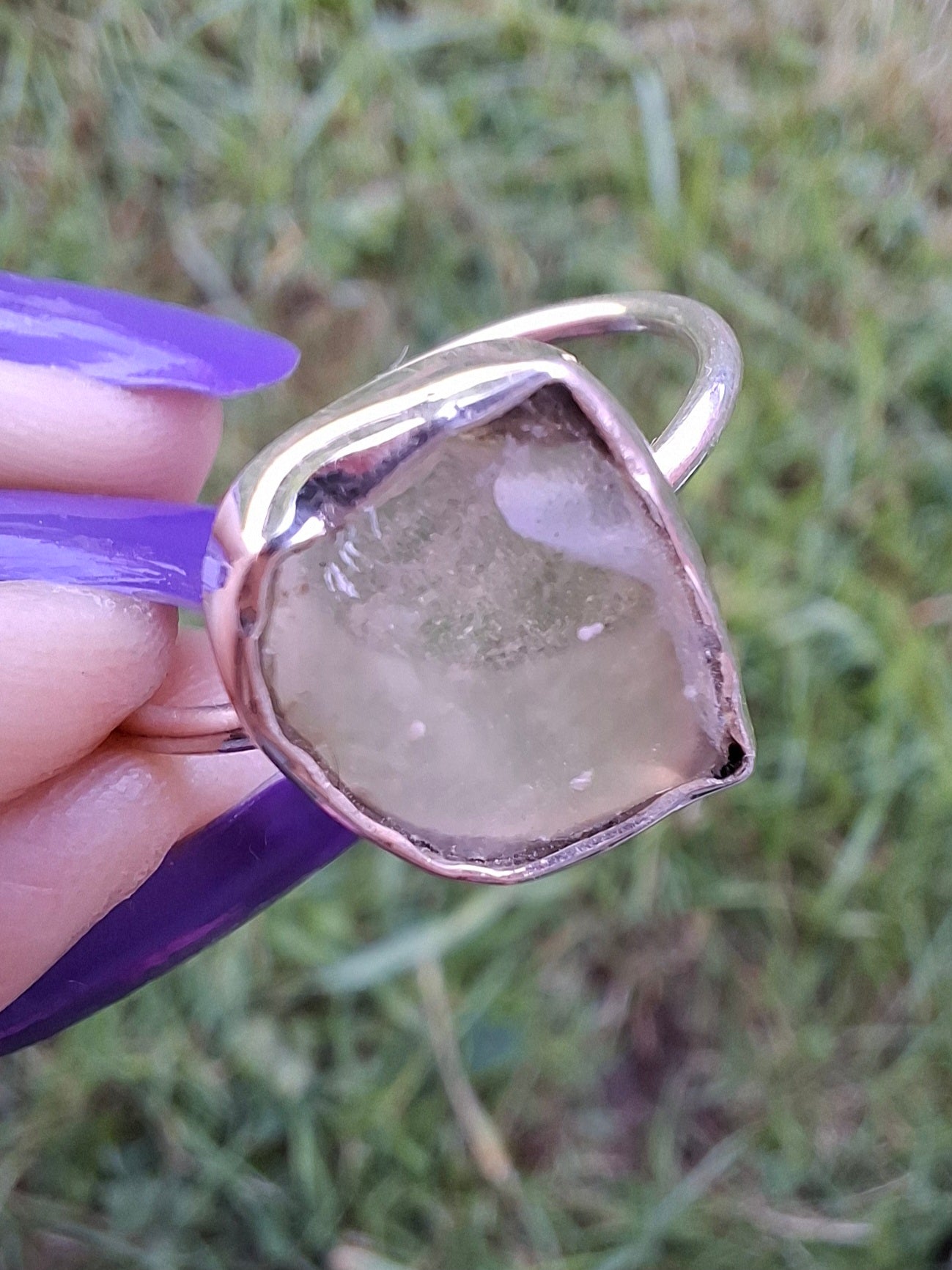 Libyan Desert Glass Ring, size large U, 925 Silver, Tektite (Ref: LR53)