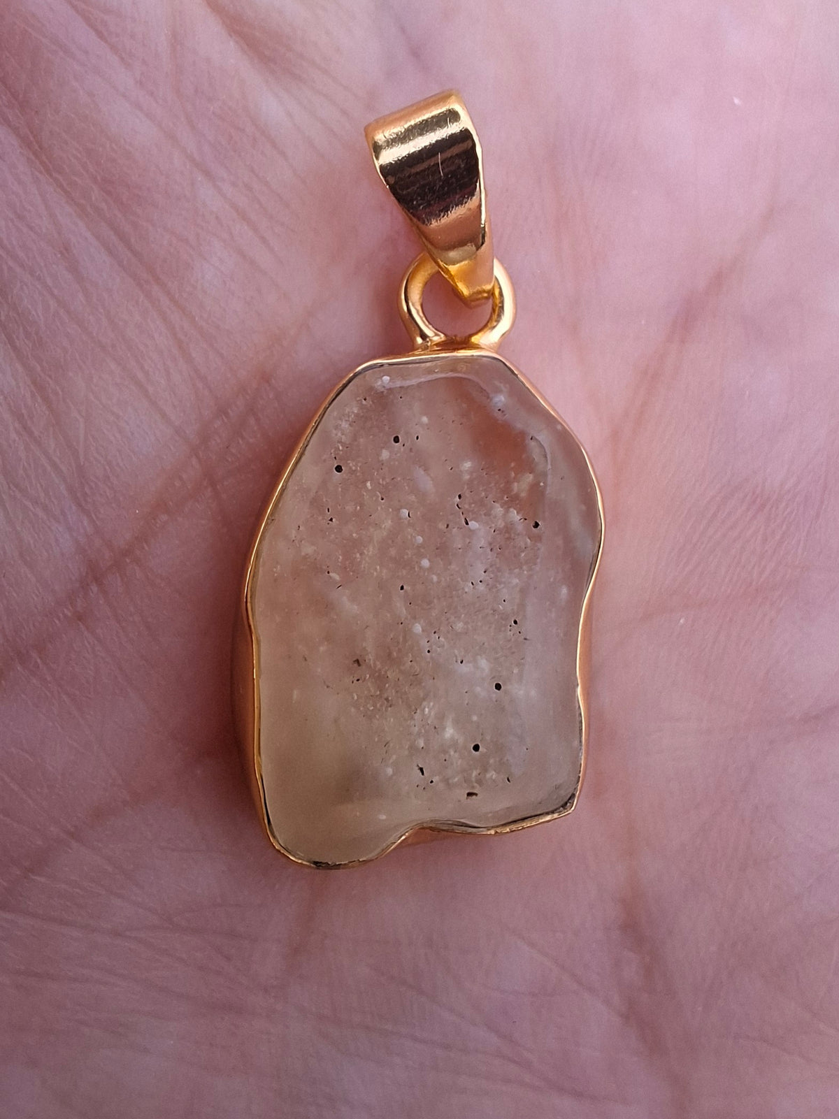 Libyan Desert Glass Pendant, 14K GOLD Plated, Tektite (Ref: LP123)