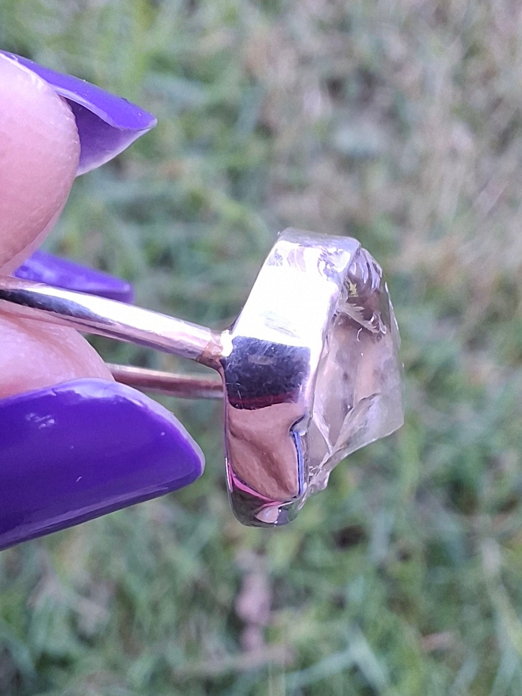 Libyan Desert Glass Ring, size small R, 925 Silver, Tektite (Ref: LR38)