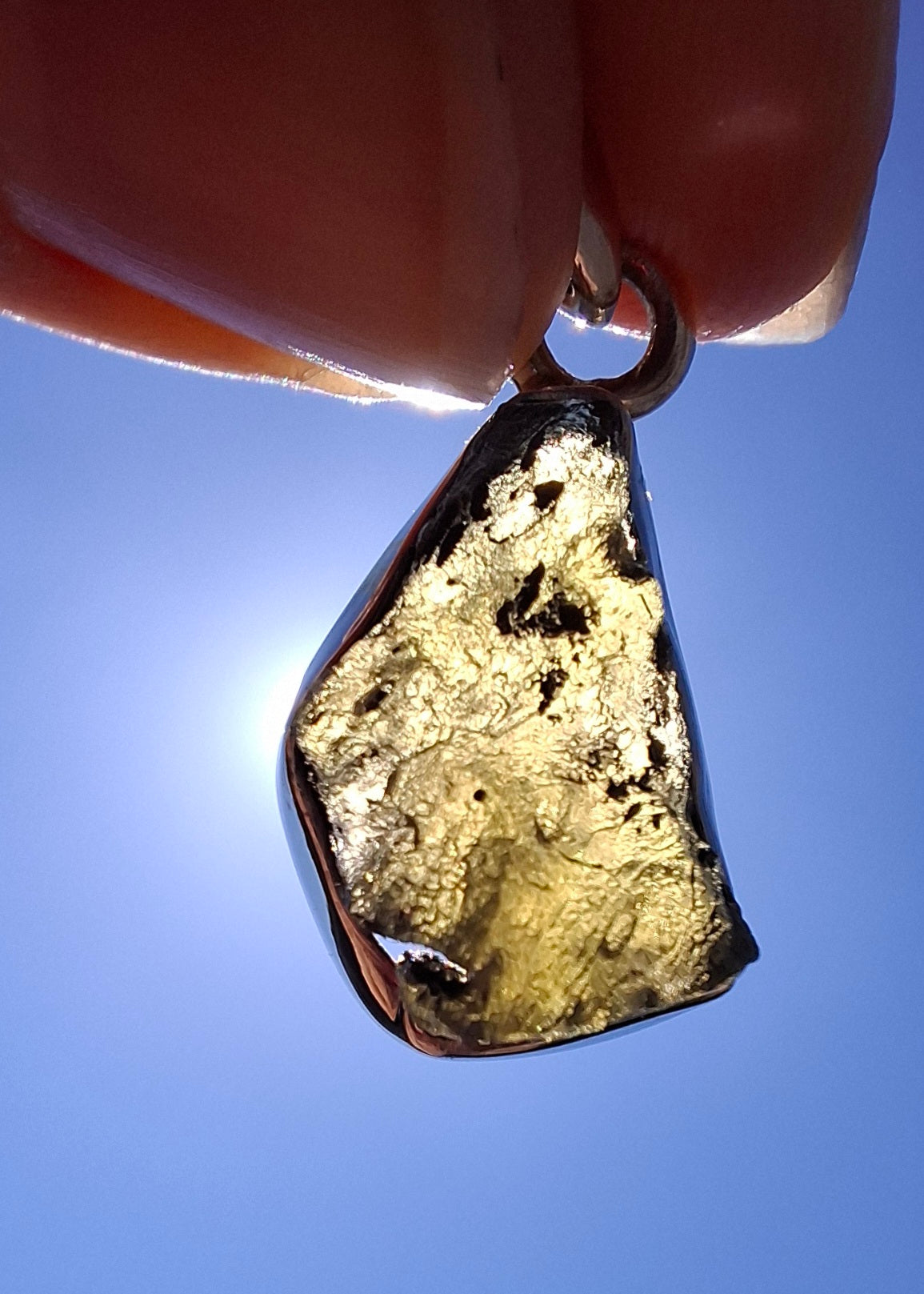 Moldavite Pendant, 925 Silver, Tektite (Ref: P7)