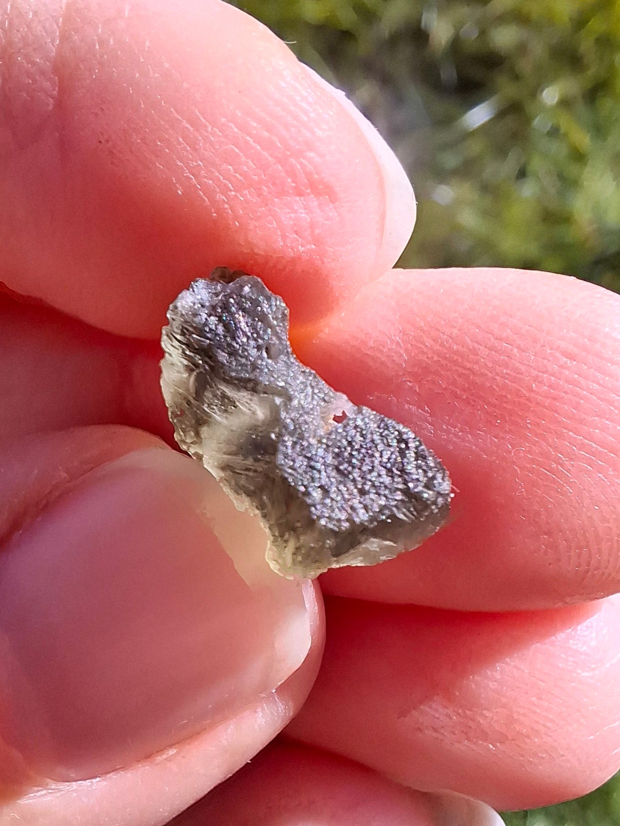 DRILLED Moldavite Piece, 1g, Tektite (Ref: D12)