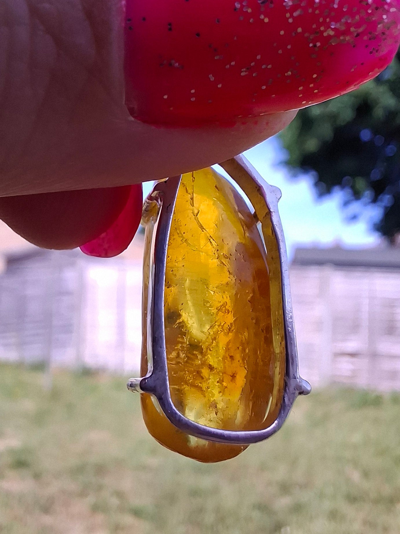 Baltic Amber Pendant, 925 Silver, Fossil (Ref: AP13)