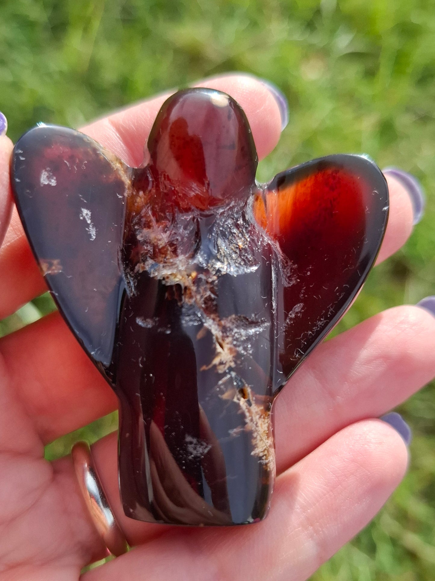 Red Amber Angel, 26.36g, carving, Fossil (Ref: AA1)