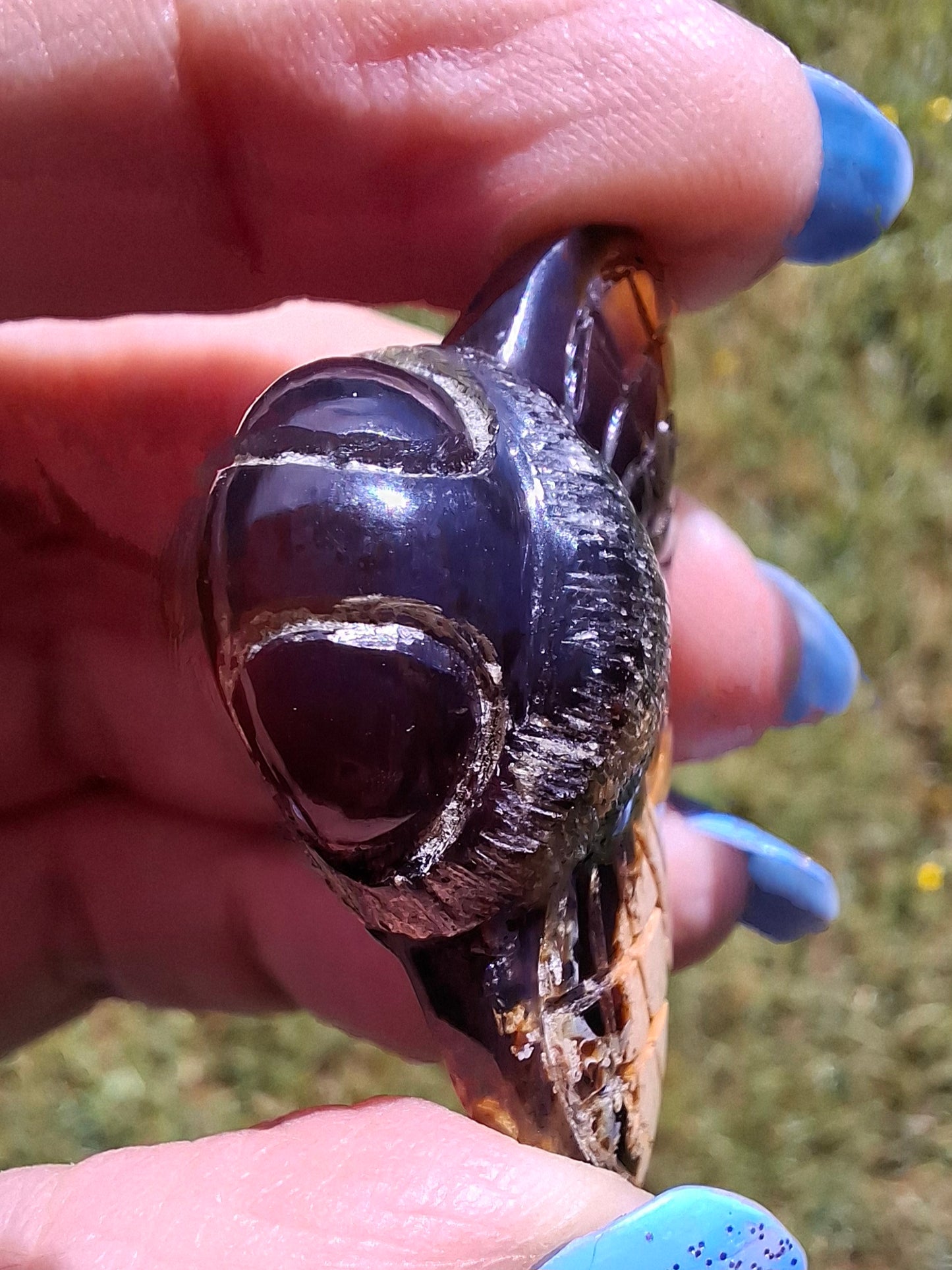 Red Amber Honey Bee Carving, 7.00g, Fossil (Ref: Bee31)
