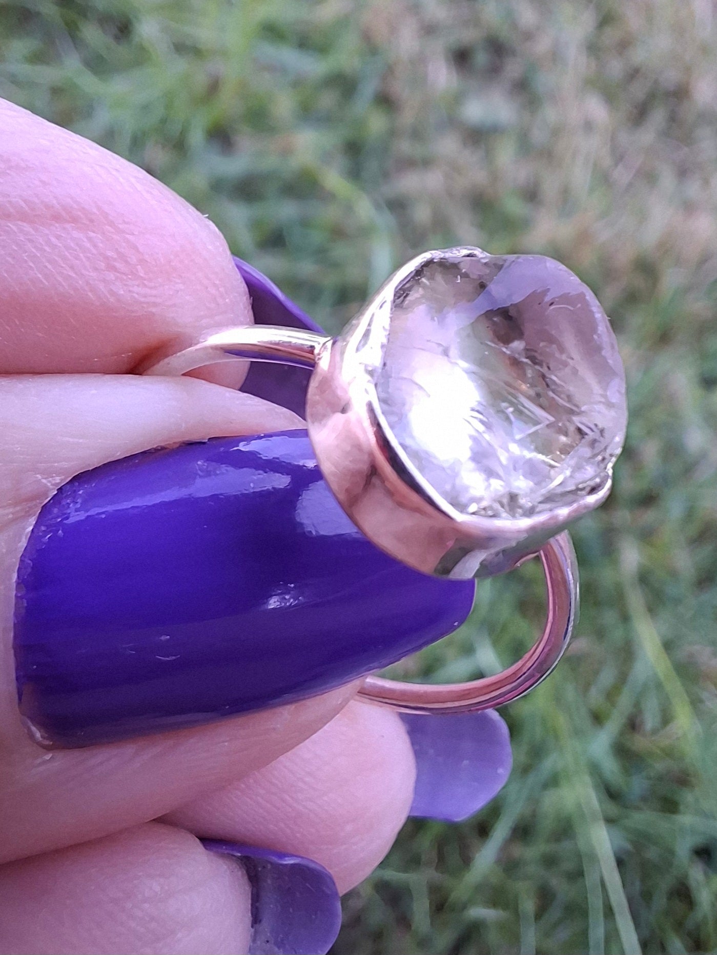 Libyan Desert Glass Ring, size large R/small S, 925 Silver, Tektite (Ref: LR42)