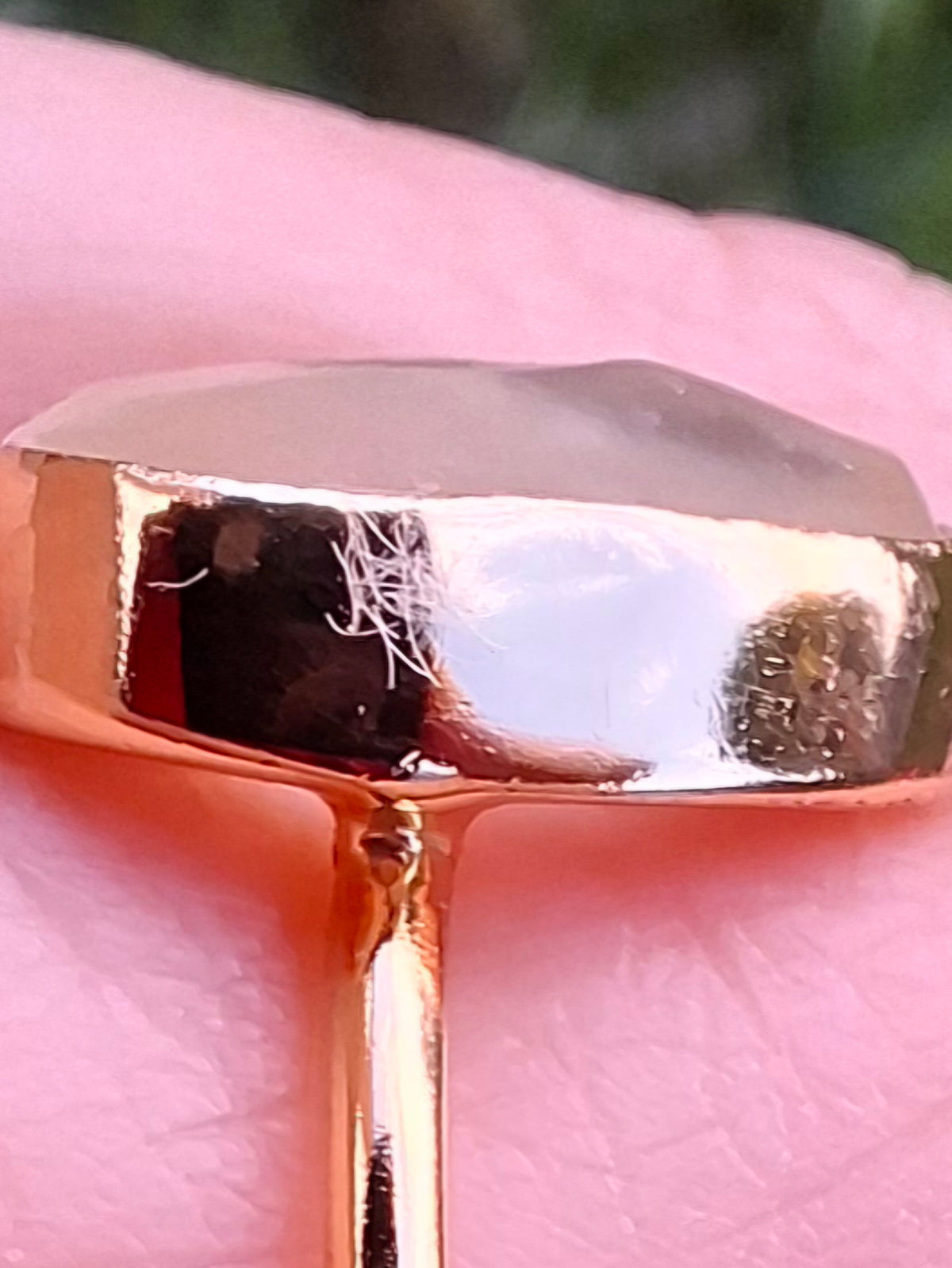 Libyan Desert Glass Ring, 14K GOLD Plated, size large Q, Tektite (Ref: LR80)