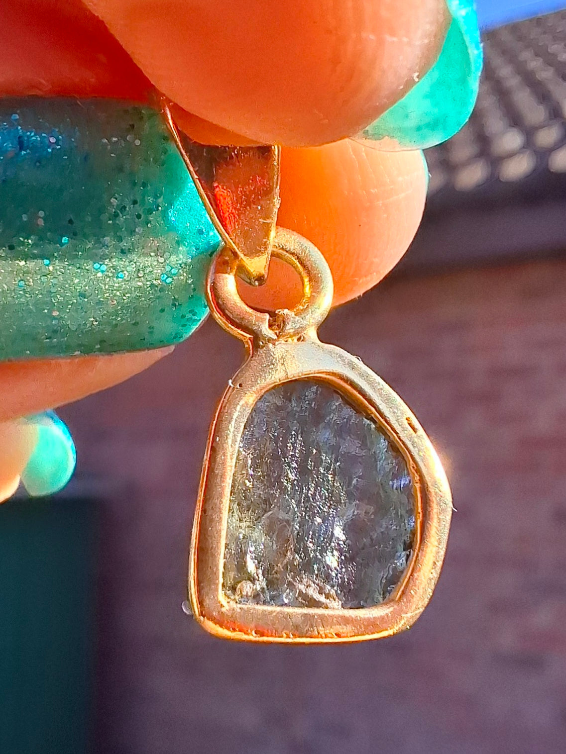 Moldavite Pendant, 14K GOLD Plated, Tektite (Ref: P448)