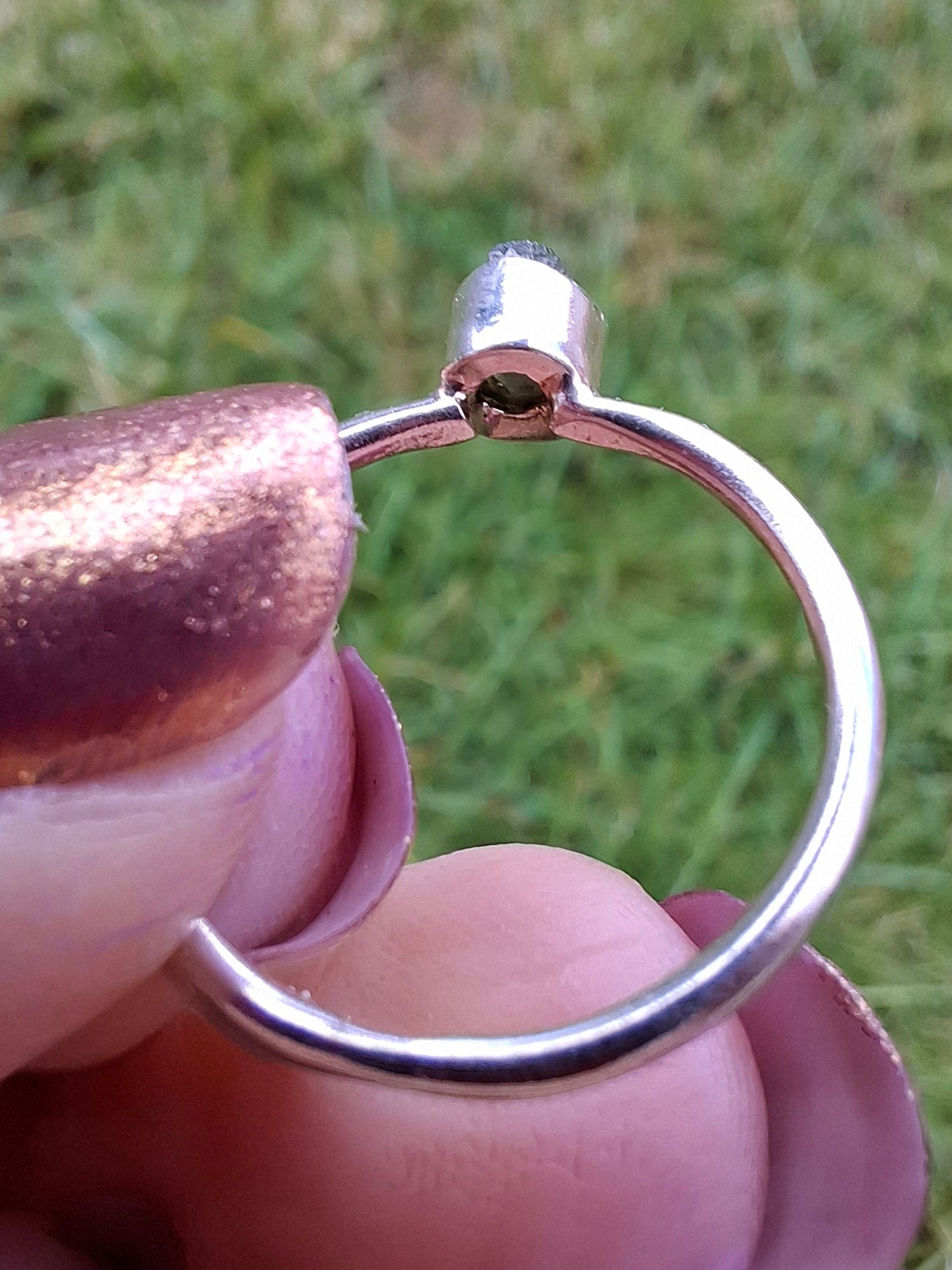 Moldavite Ring, size M, 925 Silver, Tektite (Ref: R31)