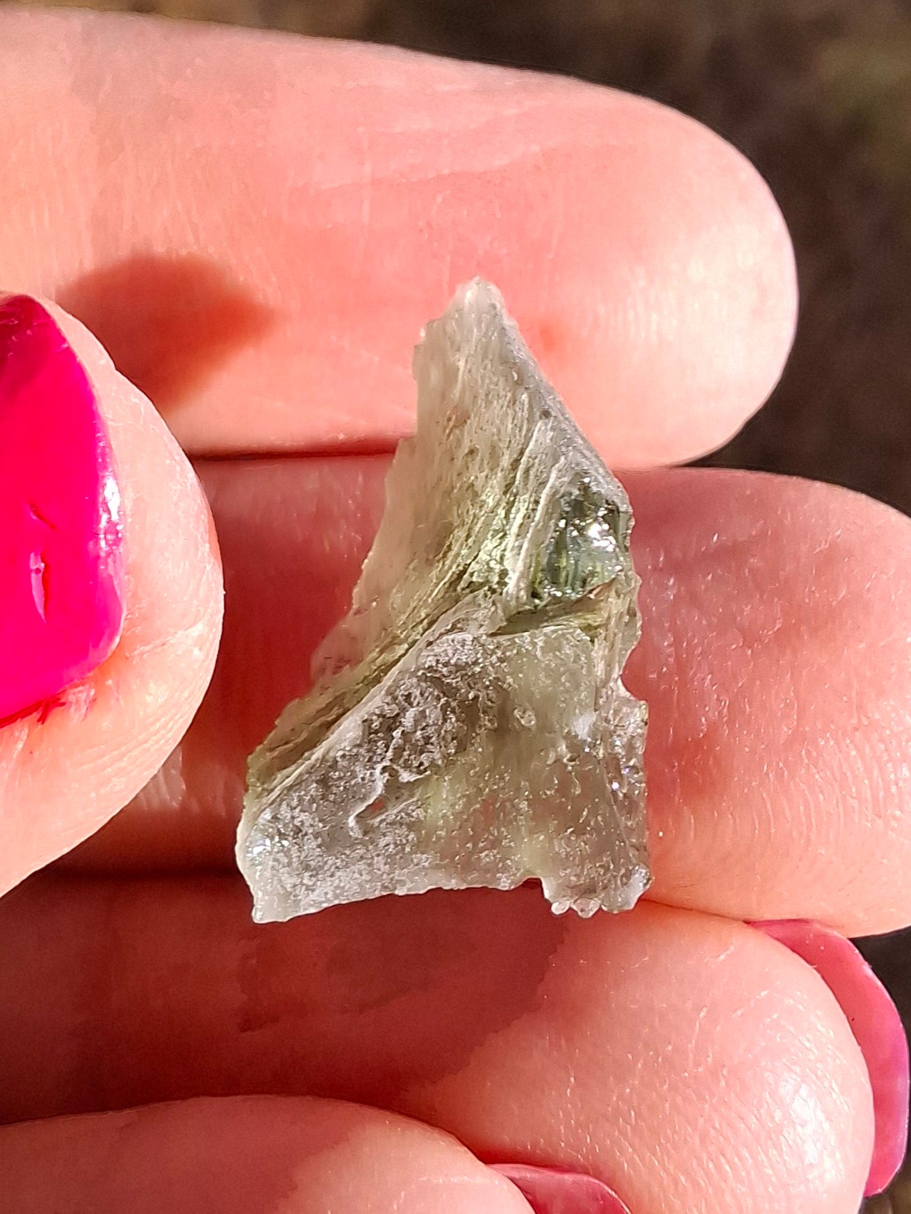 Moldavite Piece, SNOWFLAKE, FROSTED, BRUSNA, 0.92g, Tektite (Ref: 1499)