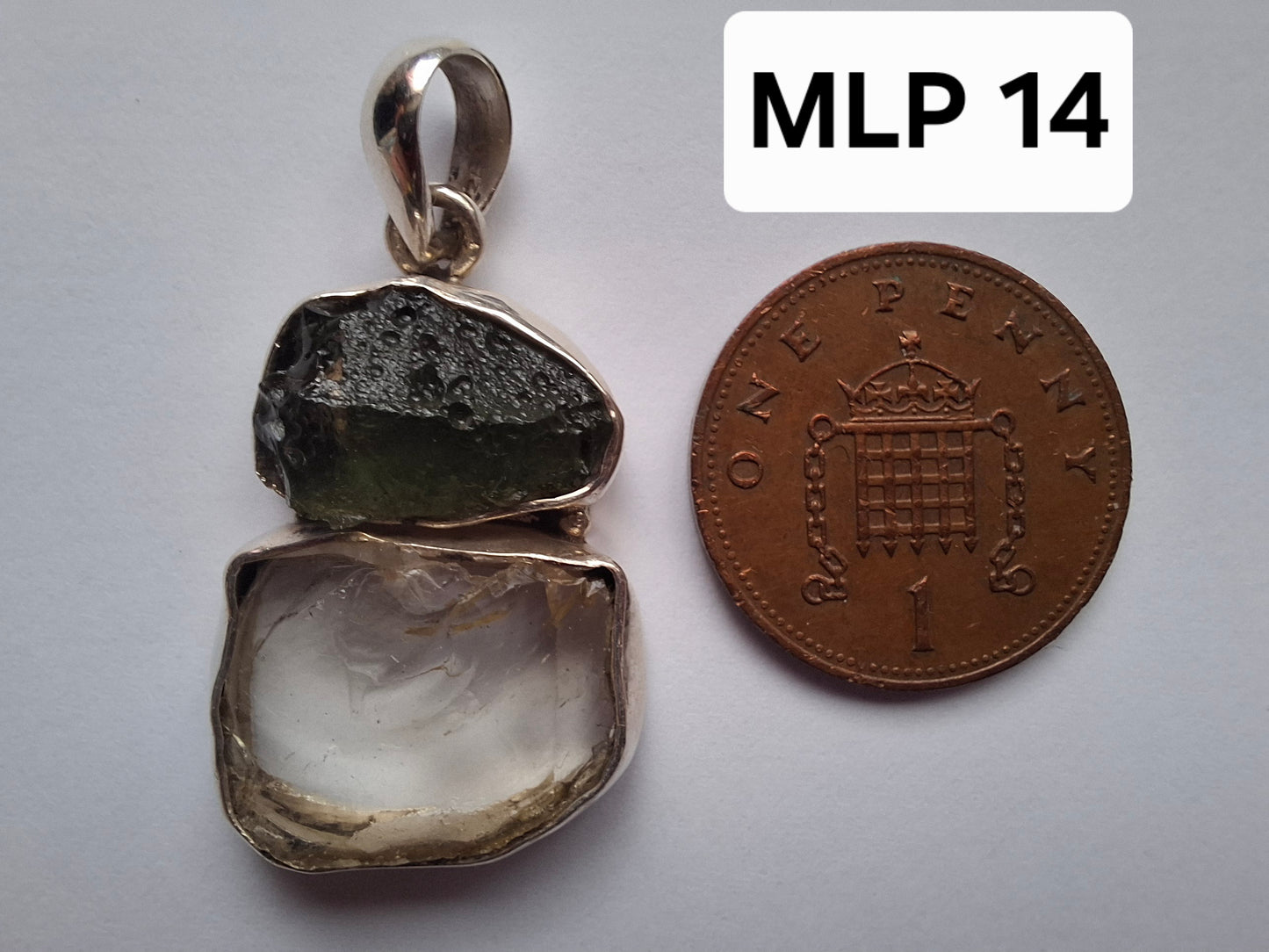 Moldavite & Libyan Desert Glass Pendant, 925 Silver, Tektite (Ref: MLP14)