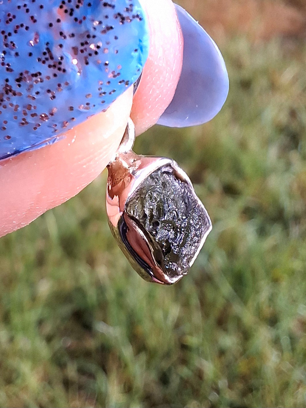 Moldavite Pendant, 925 Silver, Tektite (Ref: P61)