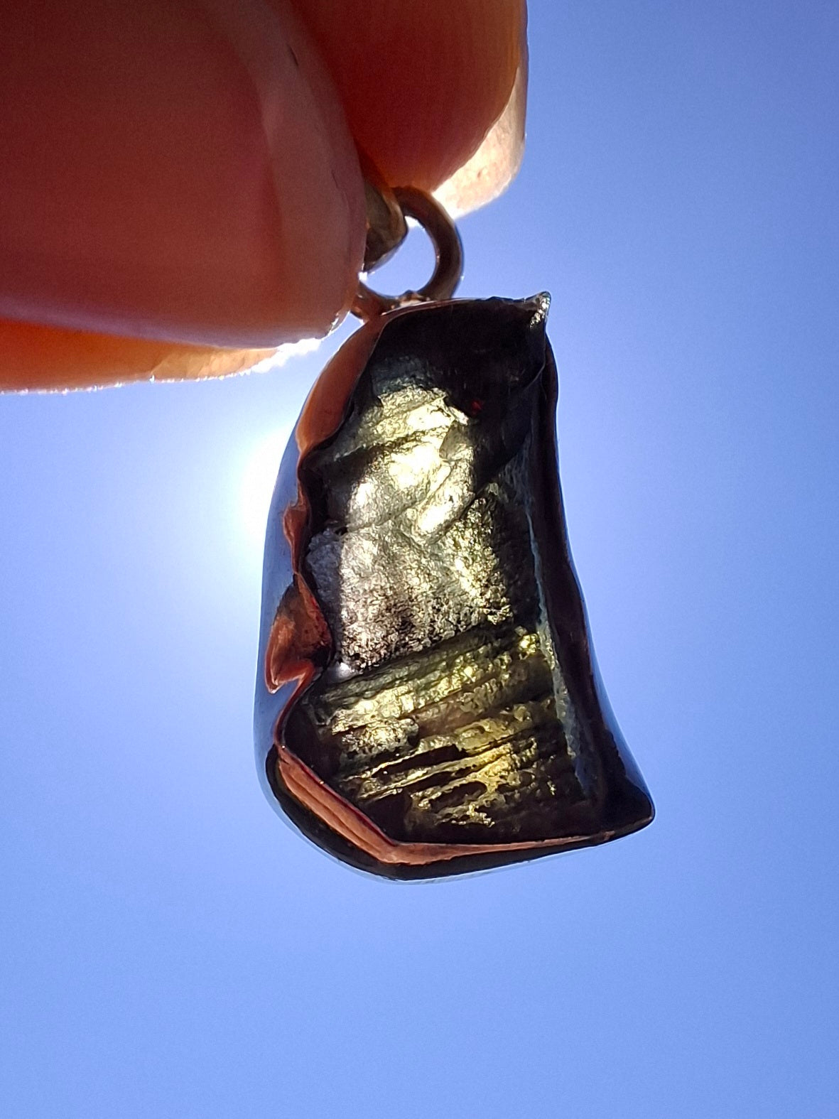 Moldavite Pendant, 925 silver, Tektite (Ref: P3)