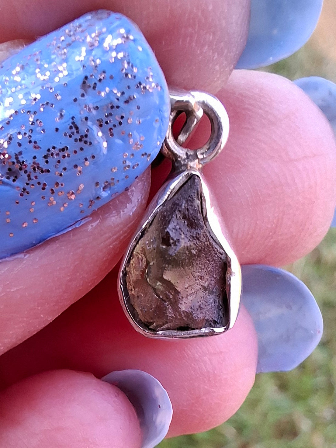 Moldavite Pendant, 925 Silver, Tektite (Ref: P42)