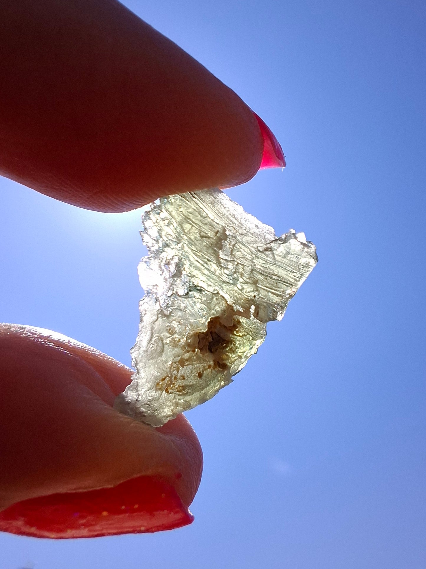 Moldavite Piece, SNOWFLAKE, FROSTED, BRUSNA, 0.92g, Tektite (Ref: 1499)