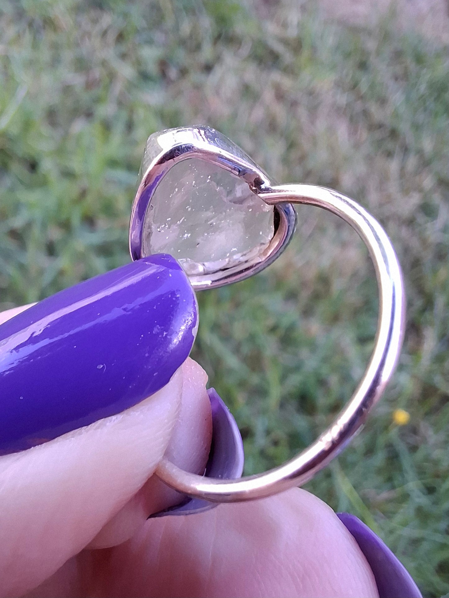 Libyan Desert Glass Ring, size small R, 925 Silver, Tektite (Ref: LR40)